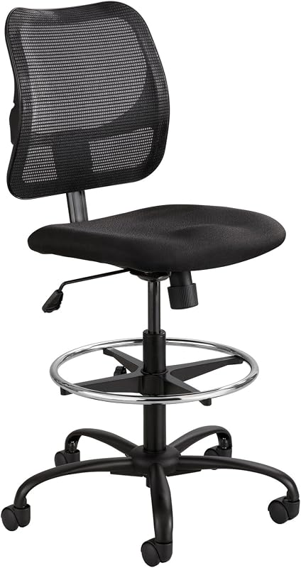 Safco Vue Office Chair, Heavy Duty Stool, 250 lbs Capacity, Ergonomic Mesh Back, 360 Swivel Seat, 5-Star Base, Black