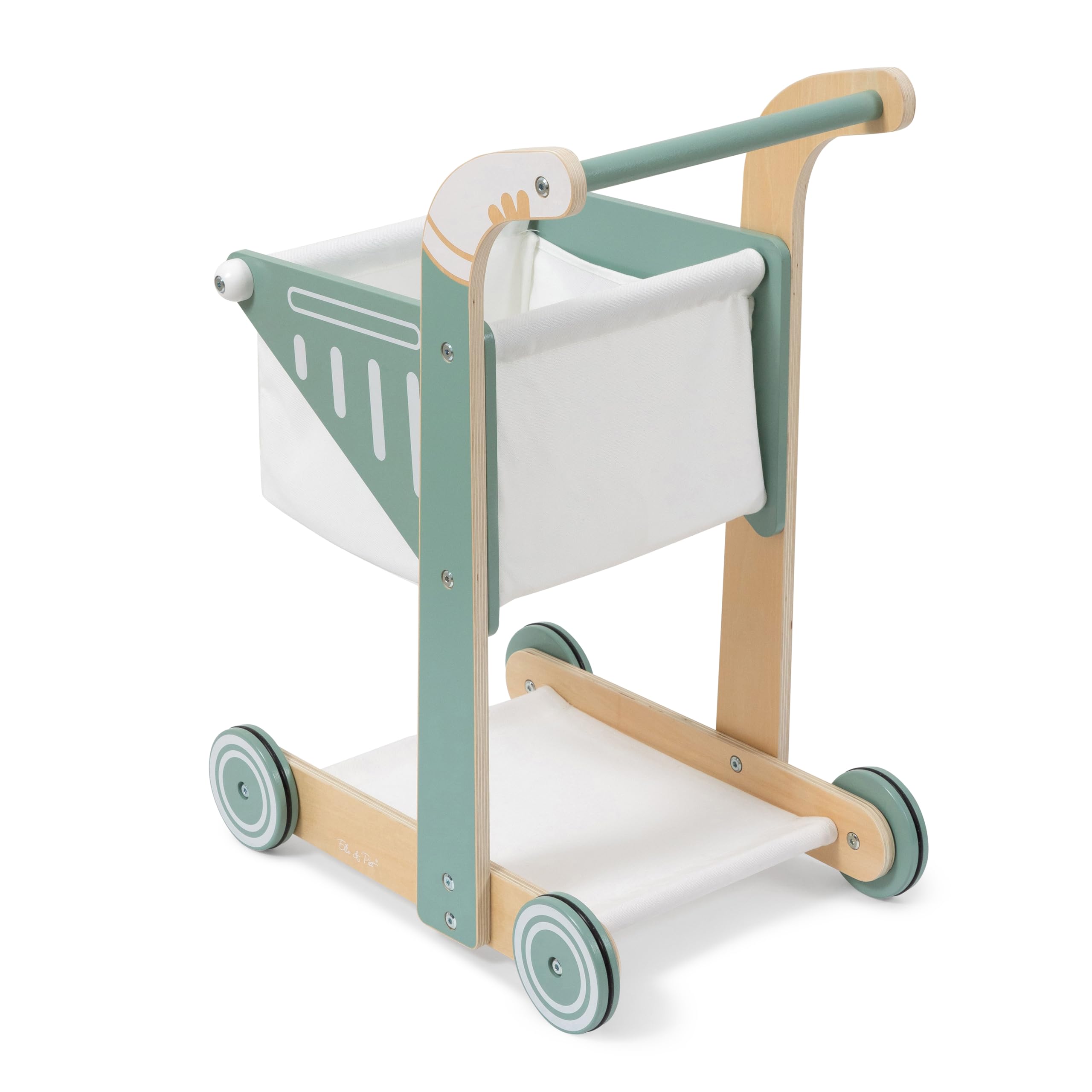 Einkaufswagen SHOPPY aus Holz für Kinder (Salbeigrün)