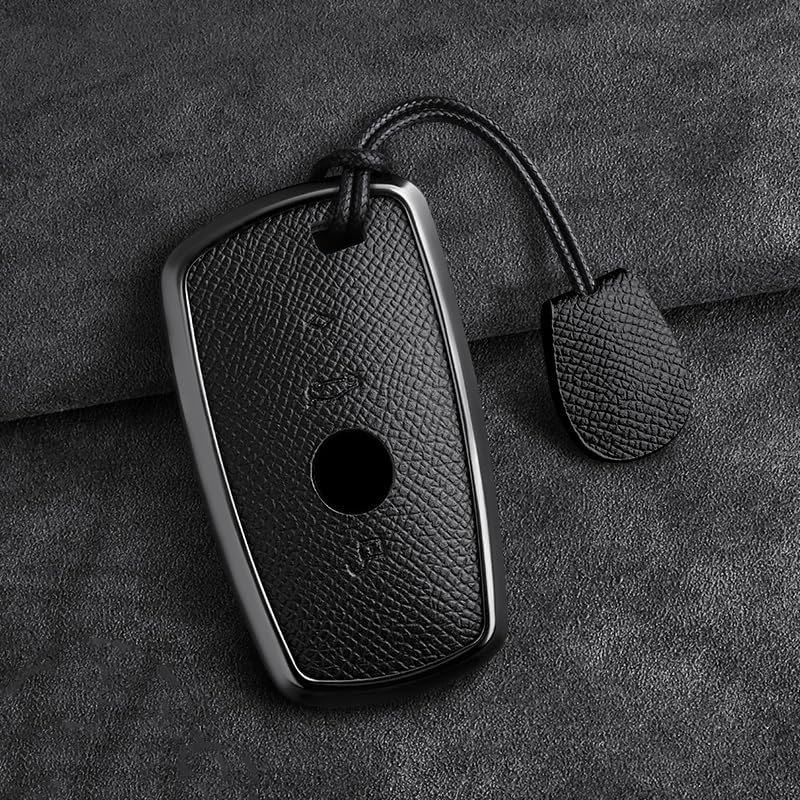 Funda para Llave de Coche para BMW 3/4/5 Series X1 X2 X3 X4 X5 X6 325Li 530 i3 iX3,Funda de Cuero TPU para Llave de Coche,Carcasa de protección Completa,C-Black