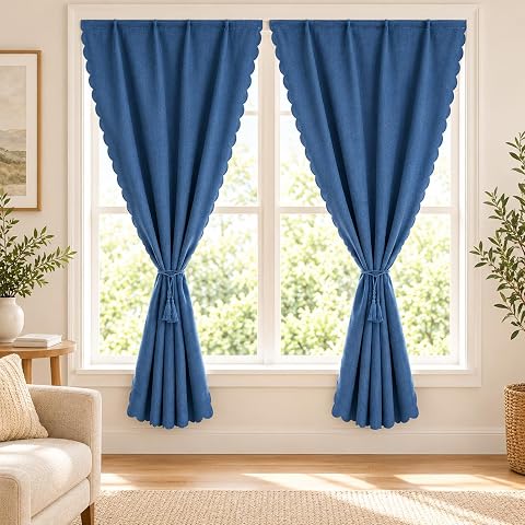 Yilan Home Textile Carlmaya Adhesive Blackout Curtains, 2 Panels, Navy Blue, 71" W x 79" L — $23.99 (25% off)