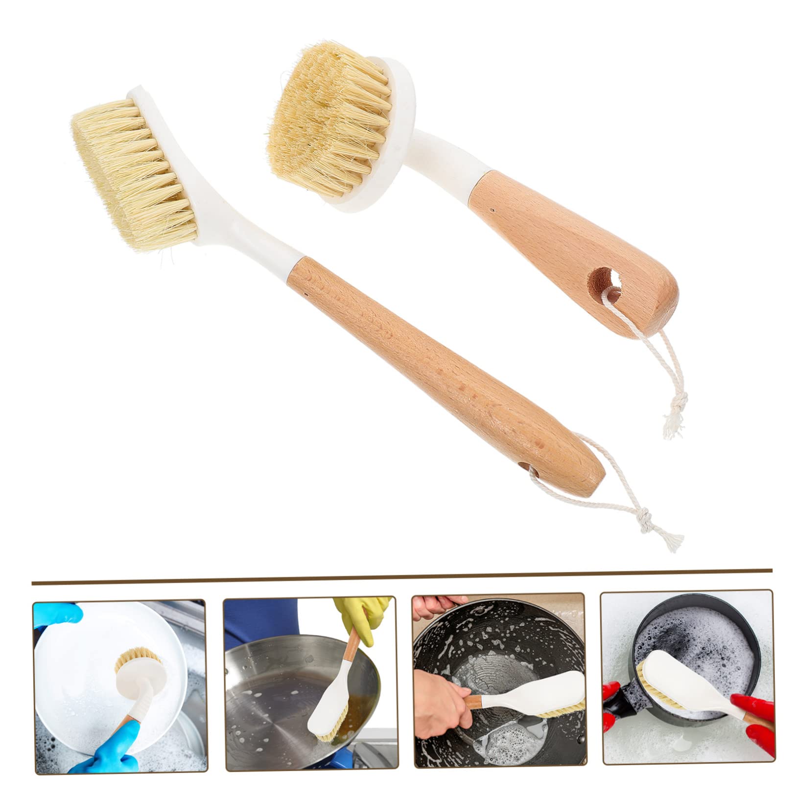 minkissy 6 piezas de cepillo de sisal cepillo de platos para el hogar, suministros de limpieza de baño, suministros de cocina, cepillo multiusos para platos, cepillo de limpieza de cocina, cepillo de