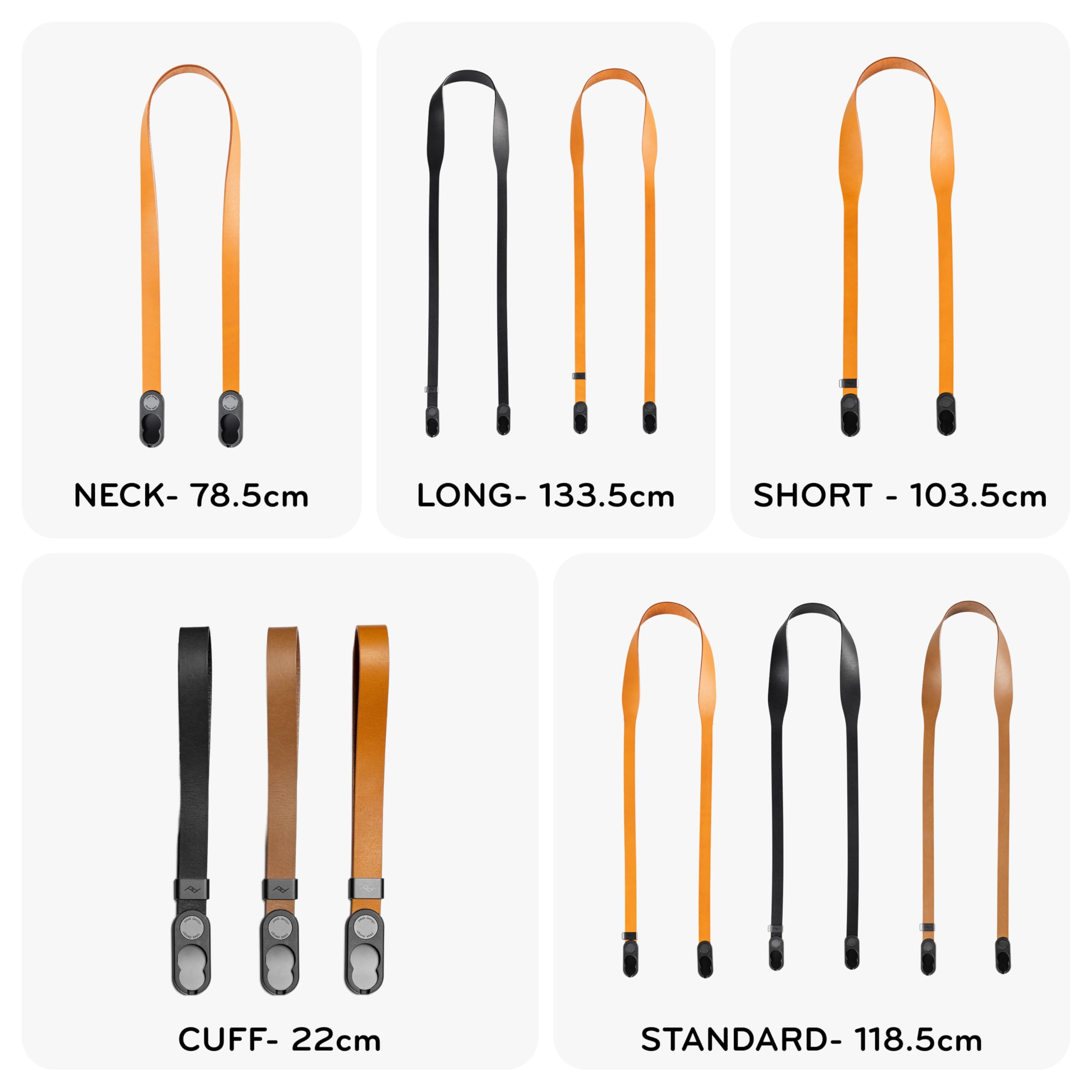Peak Design Leather Form Kameragurt Schwarz Vollnarbig 46,65 Zoll Standard Cross-Body, Feste Länge, Schnellverschluss & Verbindung, Integrierte Hardware, 90.7 kg Kapazität, Kameragurte für Fotografen