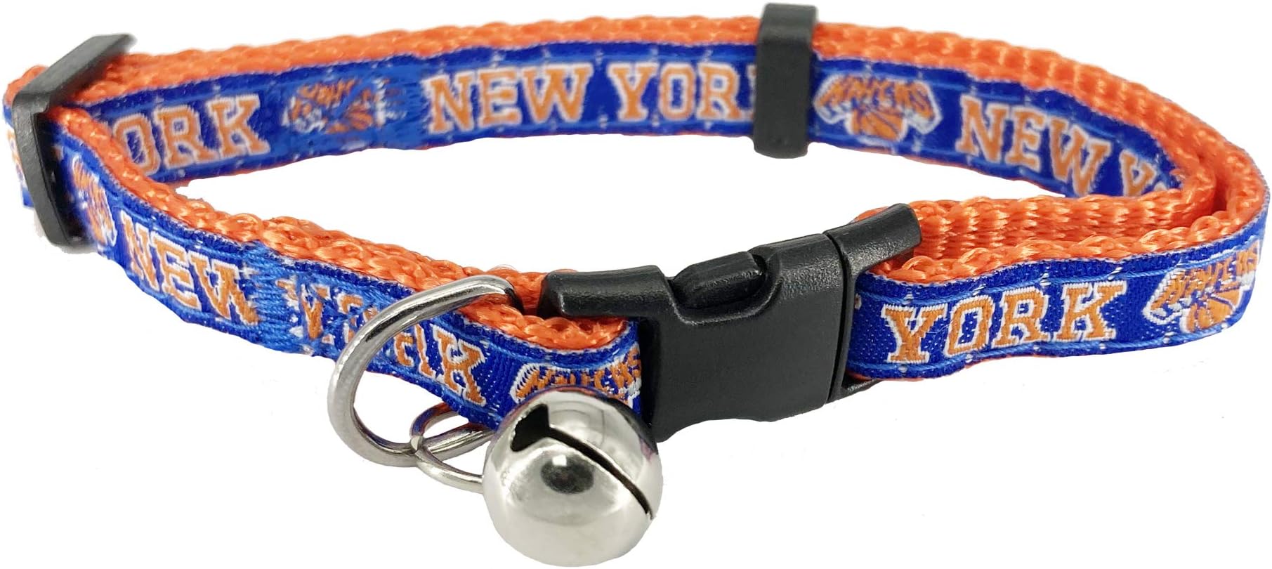 Pets FirstNBA NY Knicks CAT Collar Adjustable Break-Away Collar for Cats with Licensed Team Name & Logo. Cute & Fashionable Basketball Sports Cat Collar with Metal Jingle Bell, Team Color (KNX-5010)