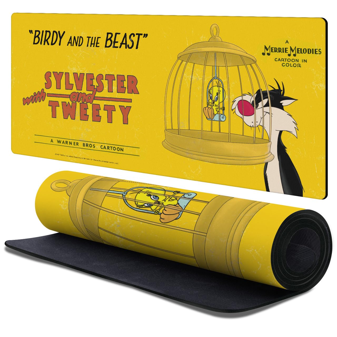 Head Case Designs Officially Licensed Looney Tunes Tweety &amp; Sylvester Character Art 37.4 x 15.75 x 0.16 inches (900 x 400 mm) - XL Gaming Office Desk PC Keyboard Mouse Mat Pad