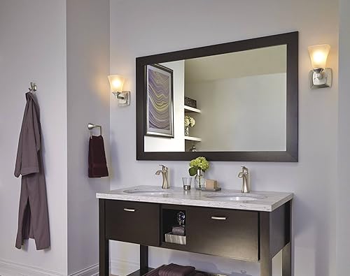 Miniatura 6 de Moen YB5161BN Voss - Accesorio de tocador de baño de doble montaje con 1 luz con vidrio esmerilado, níquel cepillado