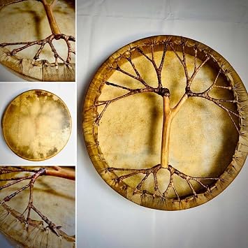 Handmade Shaman drum Frame Drum round 16" 18" 20" with goat skin Tree style on the back and handle Embrace Natures Rhythms Authentic Native American Style Soul-Stirring Beats 20 inch