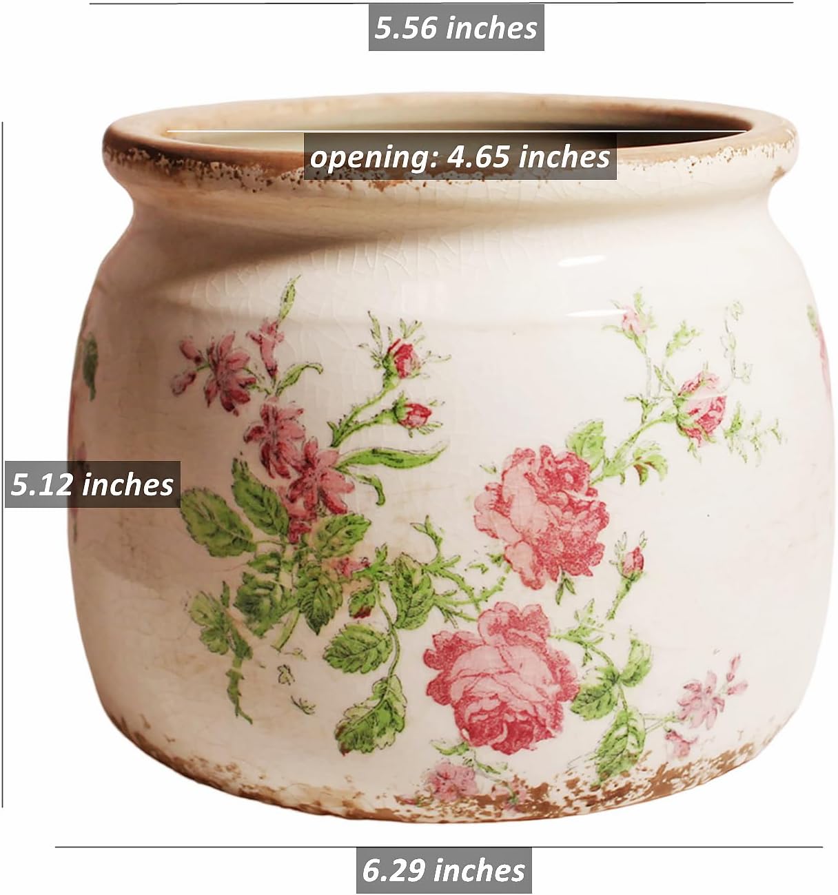 Decorative Pink Vintage Floral Pots, Ceramic Garden Pots with Drainage image 3