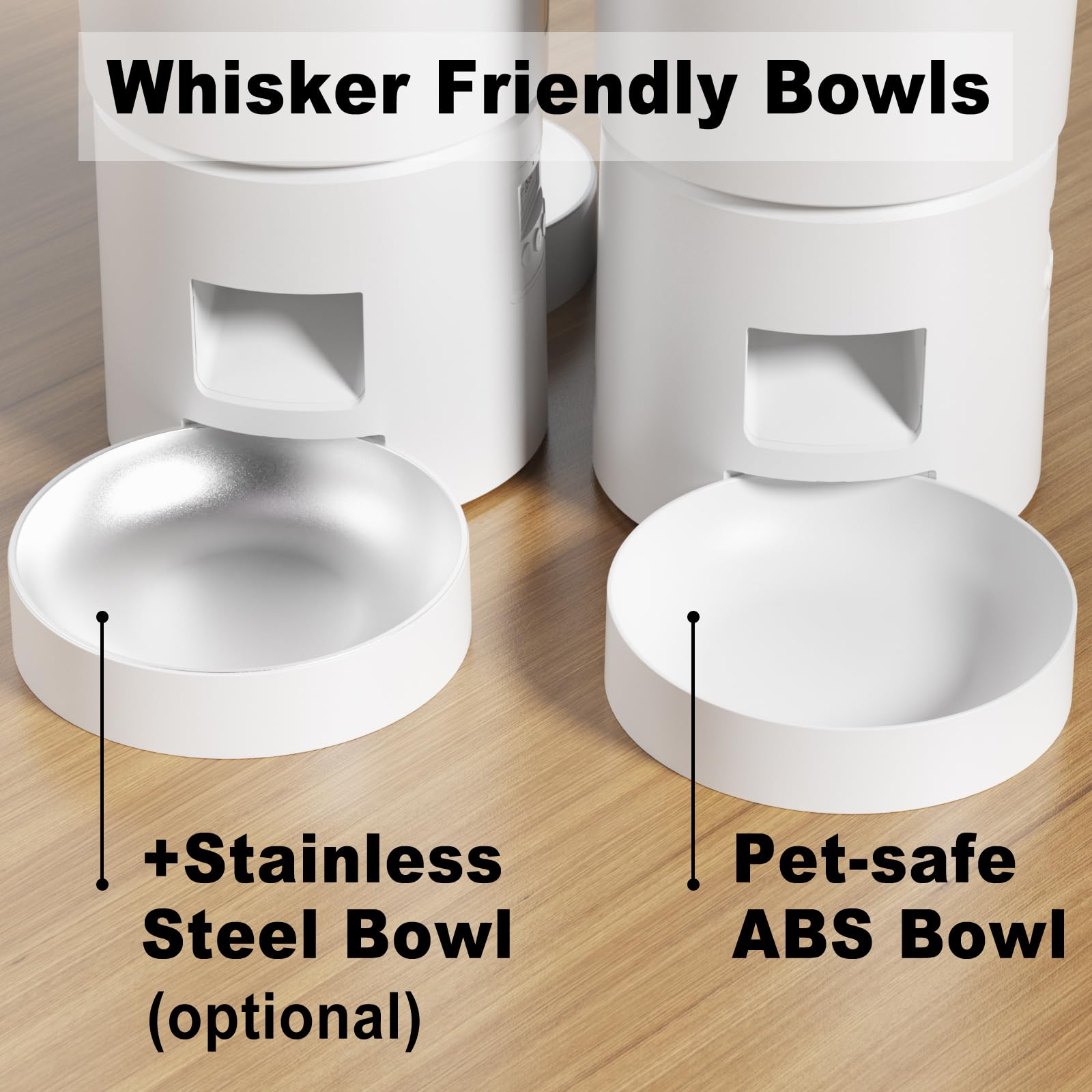 Automatic Cat Feeder for 2 Cats,6 Meals/Day,12 Portions/Meal,Dual Power Double Bowls,Dry Pet Food Autofeeder,10S Voice Record,Flexible Programmable Schedule Timer(White,Stainless Dual Bowls) - image 4
