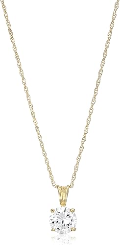 Tienda Essentials Collar con colgante solitario de plata de ley chapada en circonita cúbica 18 pulgadas