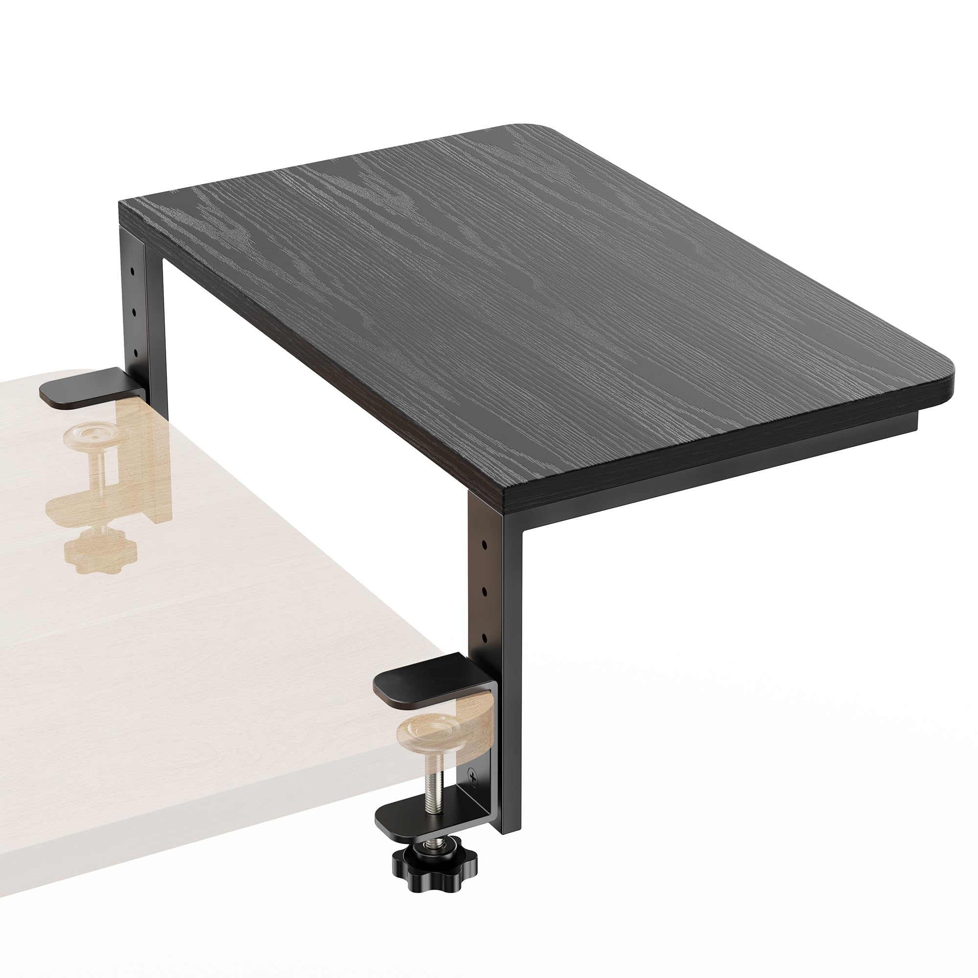 THYGIFTREE Desk Extender, 38 x 24cm Clamp on Desk Shelf Height Adjustable Desk Arm Rest Tray, Ergonomic Desk Organiser for Monitors, Office Desk Extension for Gaming Accessories