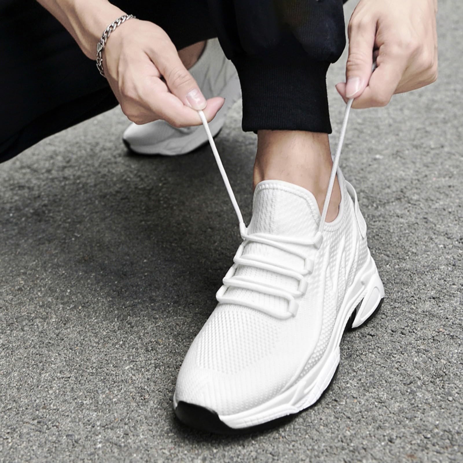 Generisch Scarpe sportive da uomo, scarpe da ascensore, suola interna di 6 cm, scarpe da corsa, per il tempo libero, traspiranti, comode scarpe estive per attività all'aria aperta, scarpe da