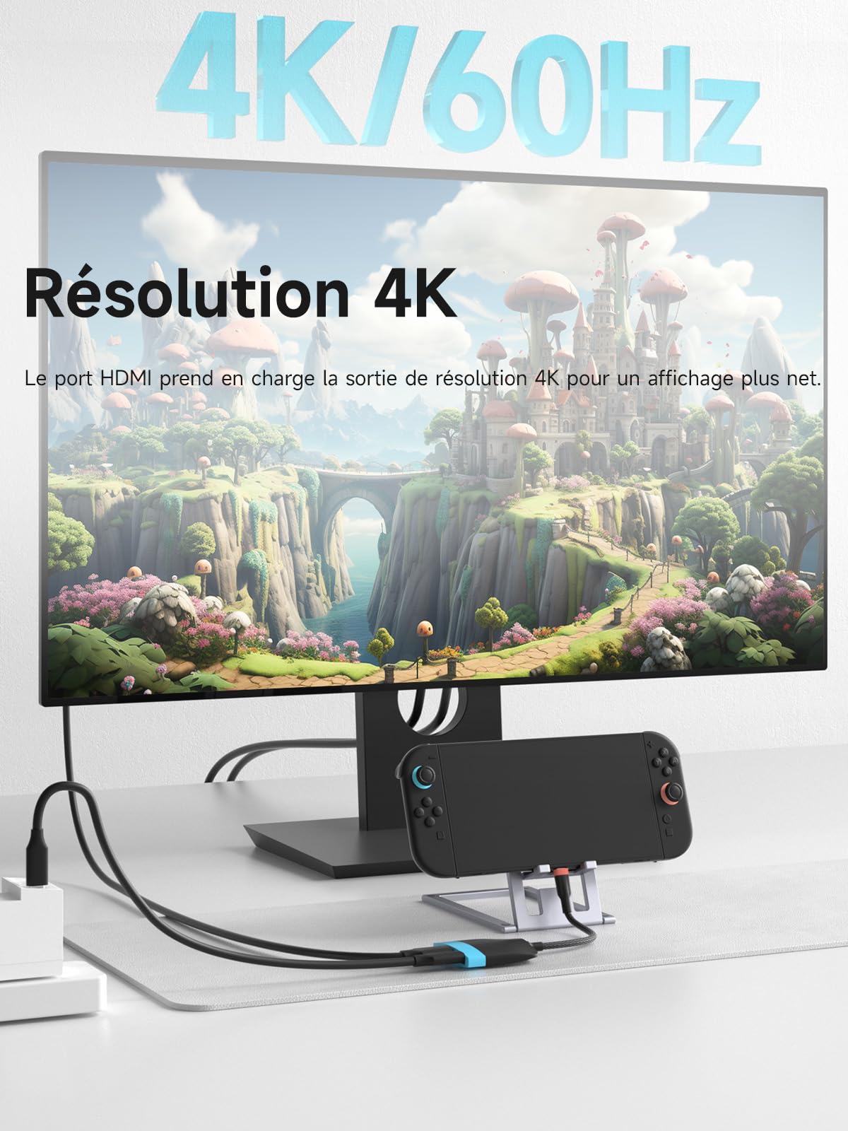 Hagibis Dock Switch2 pour Switch 1/2/OLED, Station d’Accueil TV Portable avec Charge, Dock avec HDMI et Port USB 3.0, Base de Remplacement, Adaptateur USB-C vers HDMI pour MacBook Pro/Air