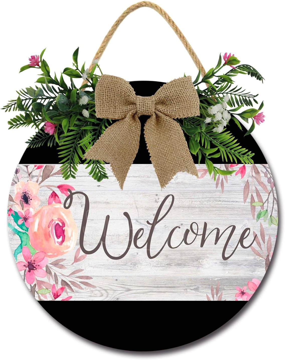Amazon.com: LERJIMUX Welcome Sign Front Door Porch Decorations, Round ...