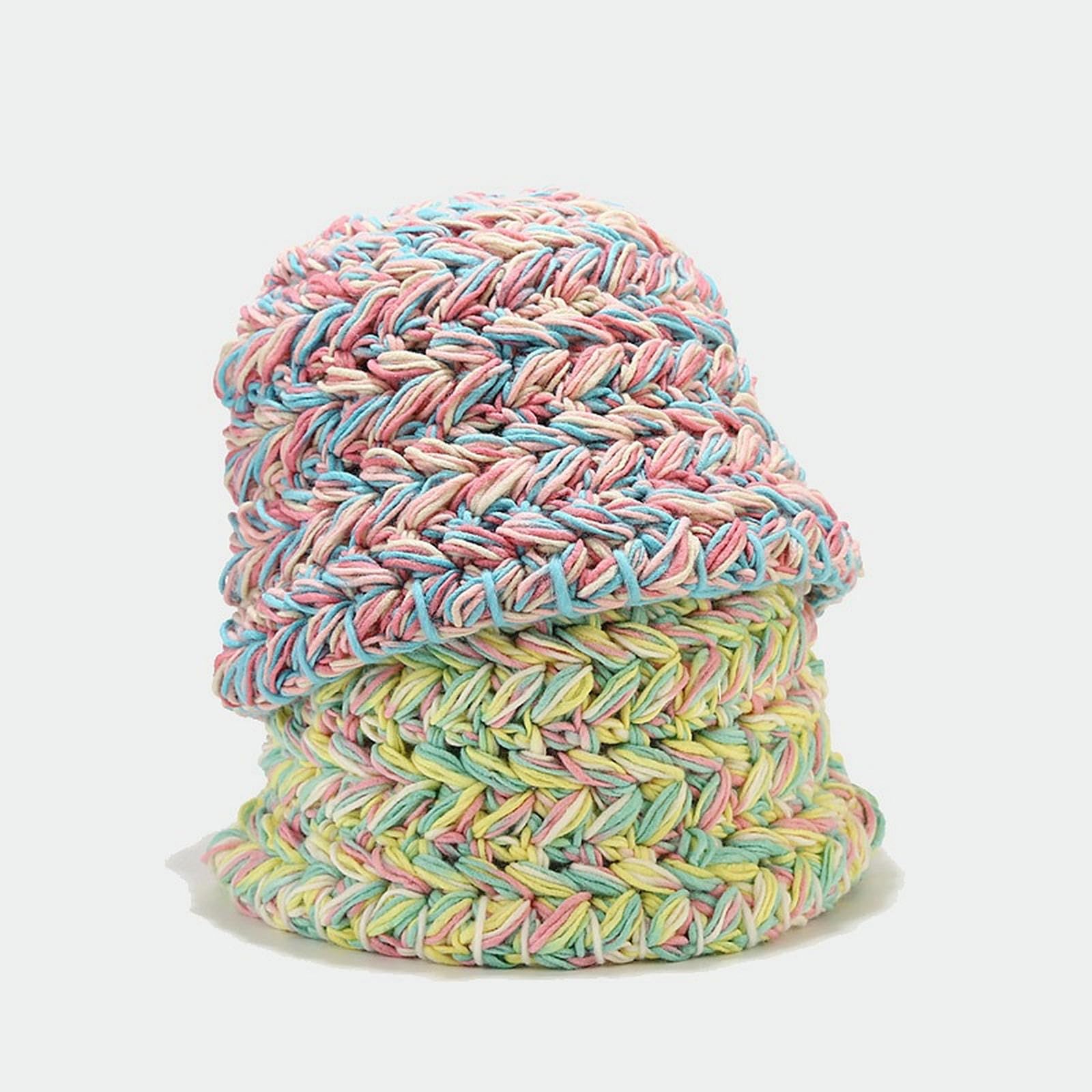 Czapka z daszkiem jesienno-zimowa damska ręcznie tkana wełniana czapka typu bucket hat, gruba ciepła czapka
