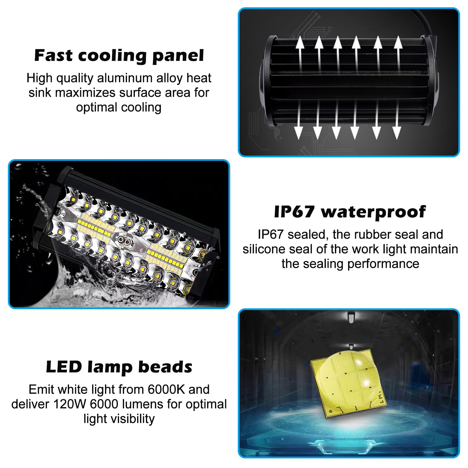 2 Stück LED Arbeitsscheinwerfer 7 Zoll, 240W, 12V, IP67 Wasserdicht – Für SUV, Traktor, Bagger & Mehr