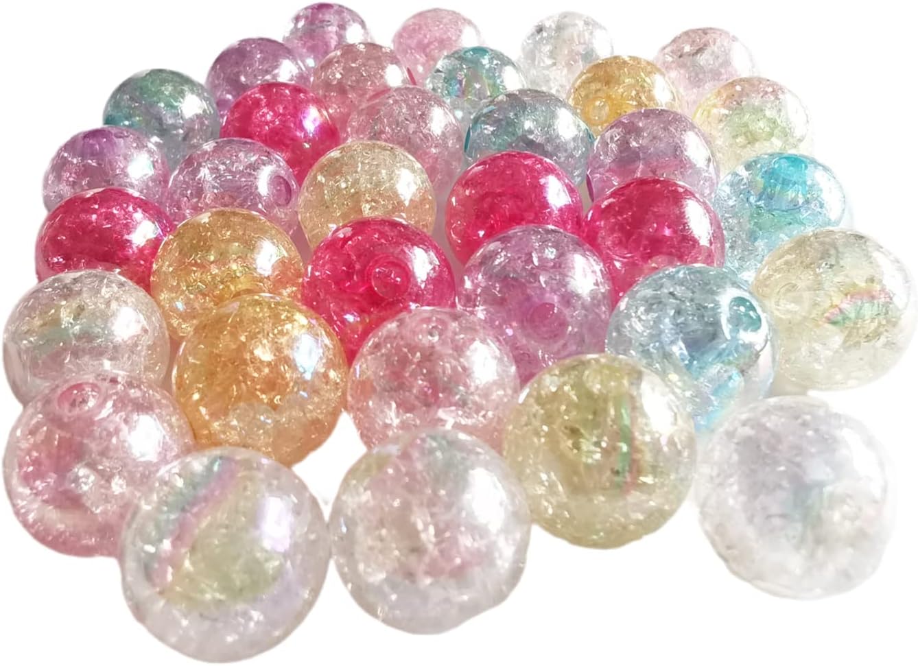 200PCS Colored Acrylic Crystal Beads Round Crackle Glass Beads Charms for Jewelry Making Bracelets Earring Necklace Adults Beading DIY Art Craft Projects Christmas Ornament Birthday Gifts (14mm) - Image 5