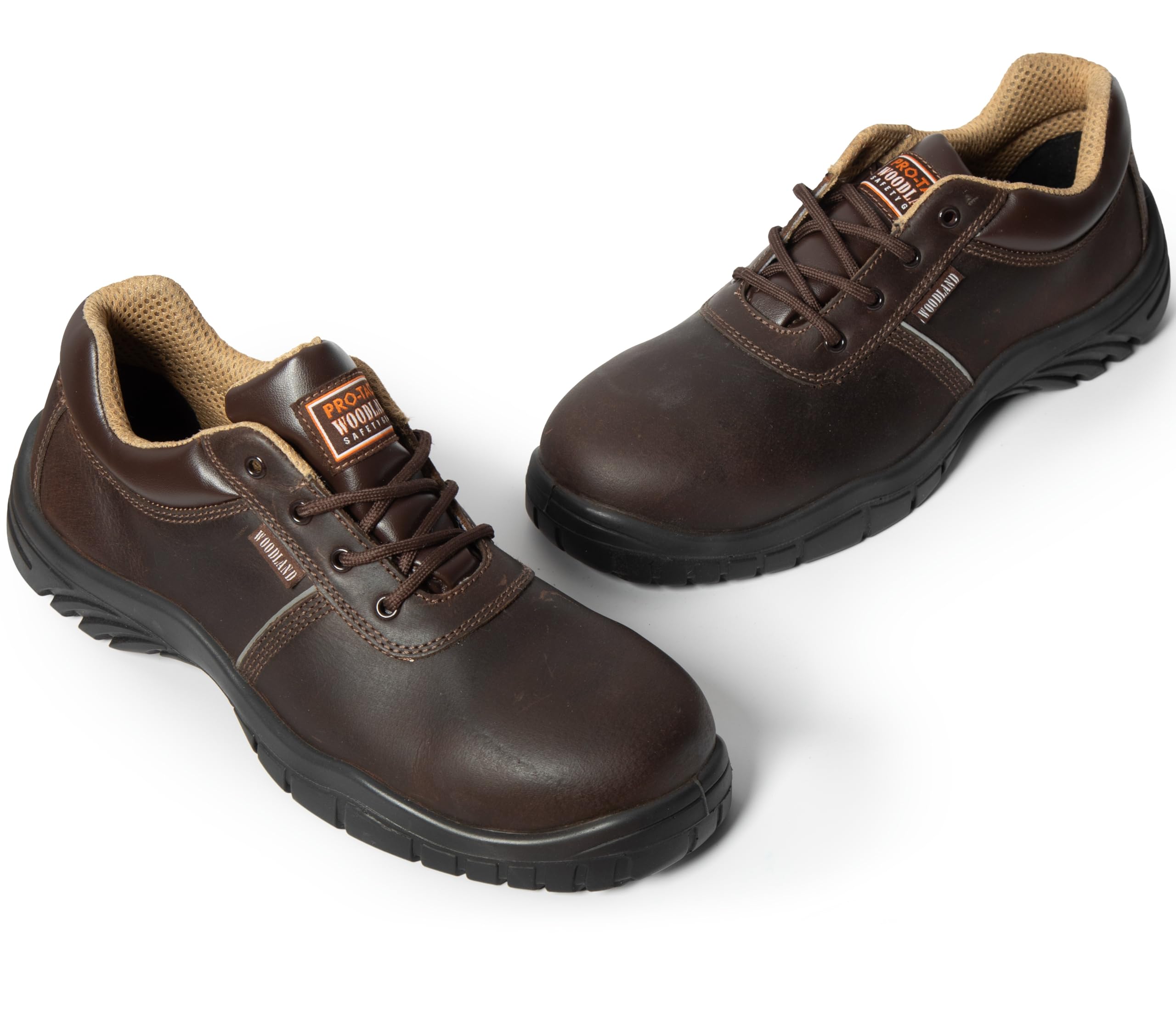 Crazy Horse Leather Safety Shoes for Men | Oil & Fire Resistant, Anti Slip with Comfortable Grip | Waterproof, Lightweight, Antistatic PU Single Density with Composite Toe Safety Shoe | Brown-image-4