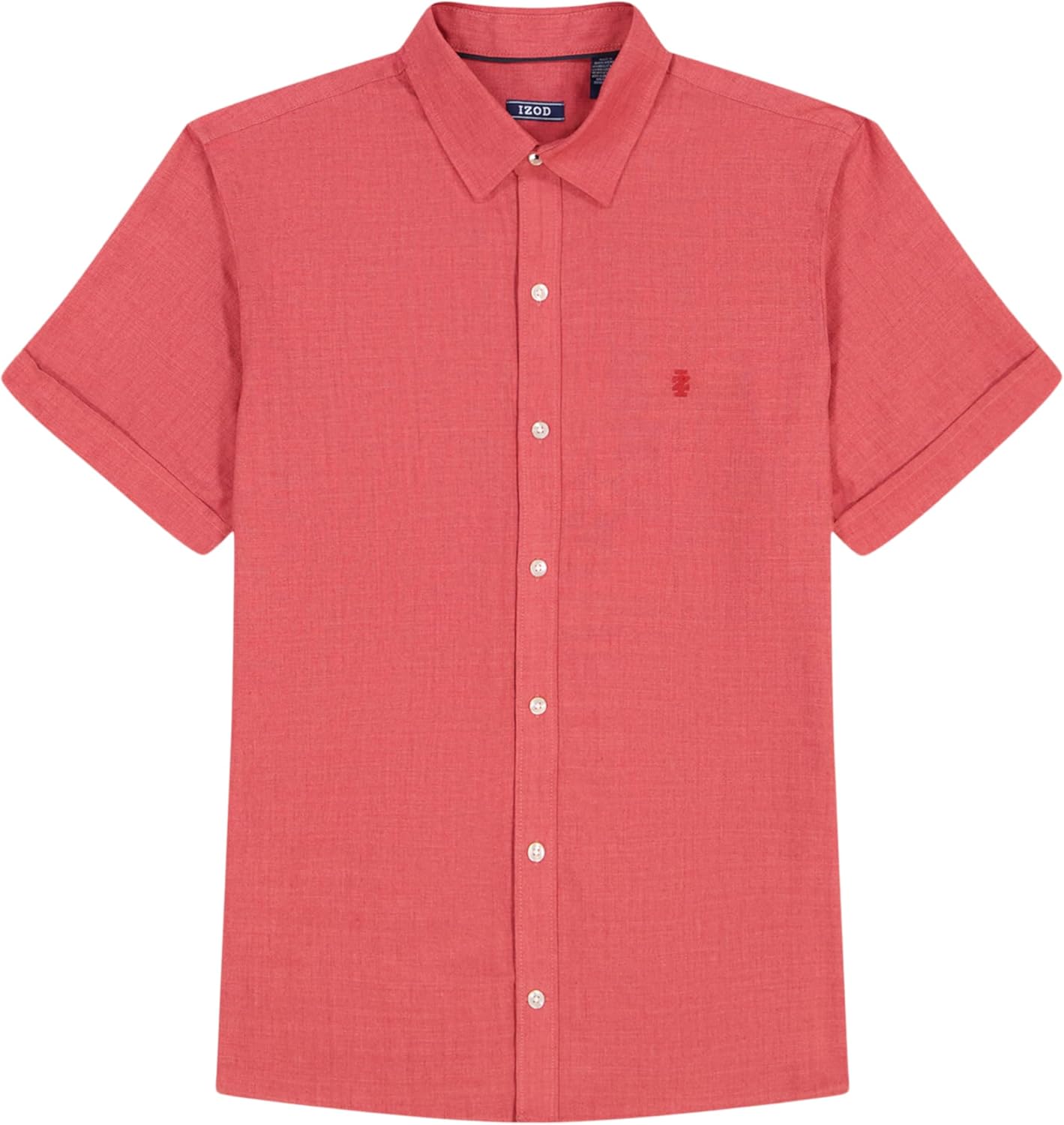 Izod Mens Luxury Classics Short Sleeve Solid Button Down Shirt - Image 4