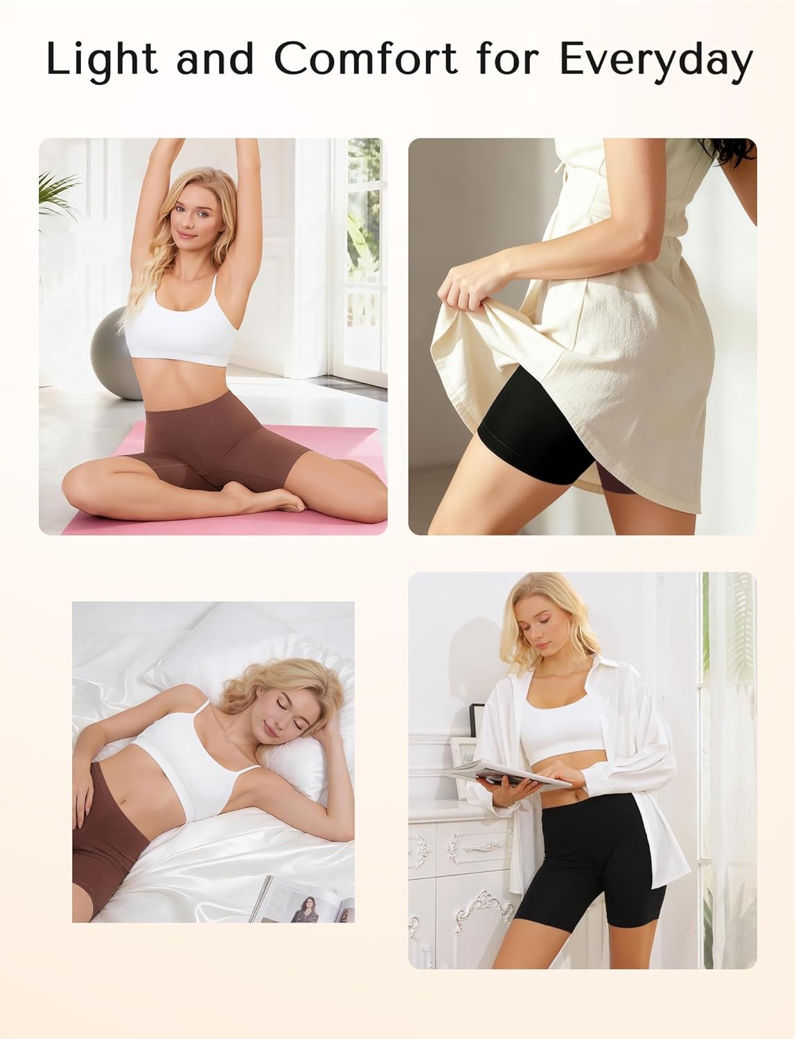 voenxe Women Cotton Boy Shorts Underwear,Lady Boxer Brief,High Waist Anti Chafe Short for Under Dress,Soft Biker Panty 4Pack - Image 6