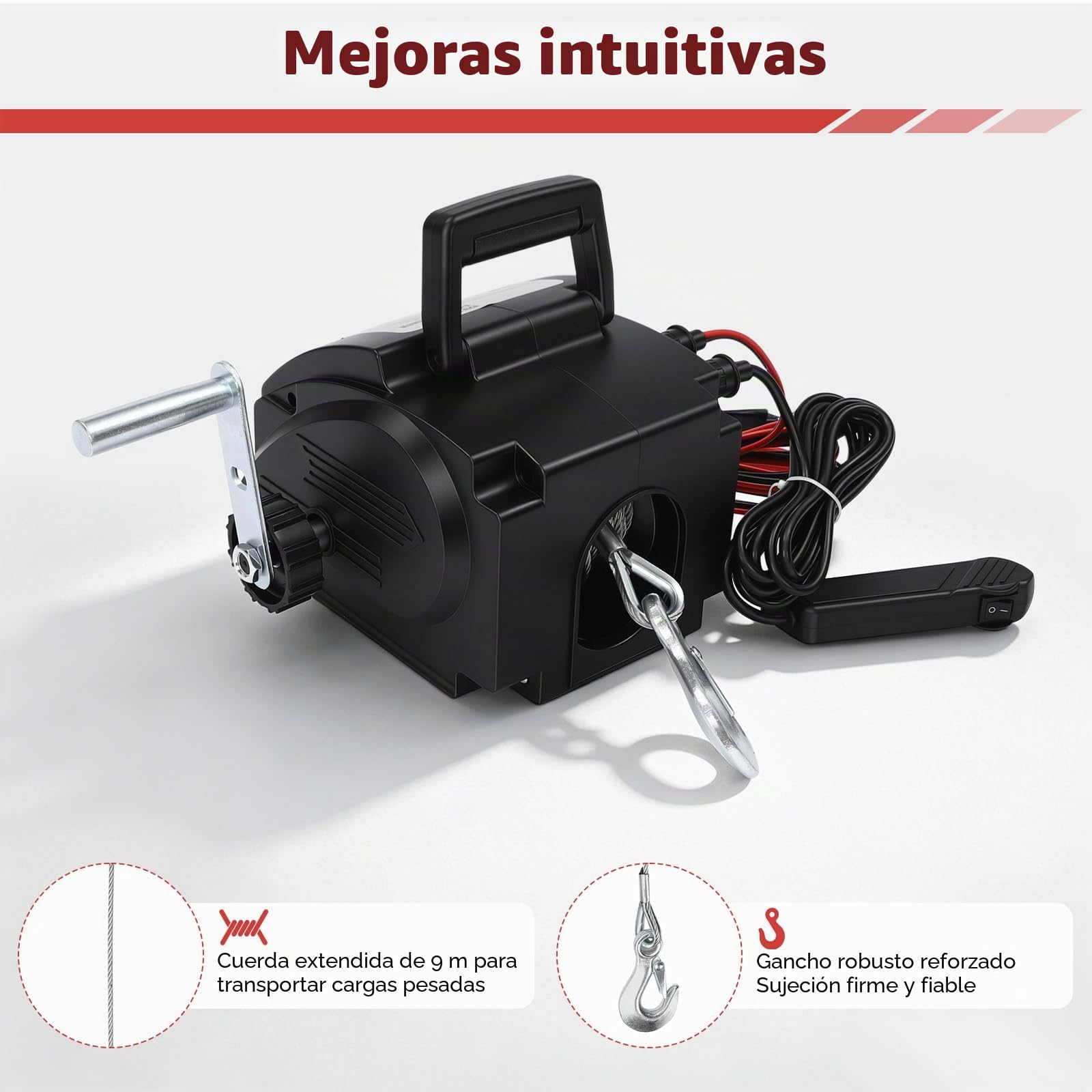 Cabrestante eléctrico de 12 V con motor, Potente 2000 libras móvil cabrestante eléctrico Winch para disparar barcos, camiones y otros objetos pesados
