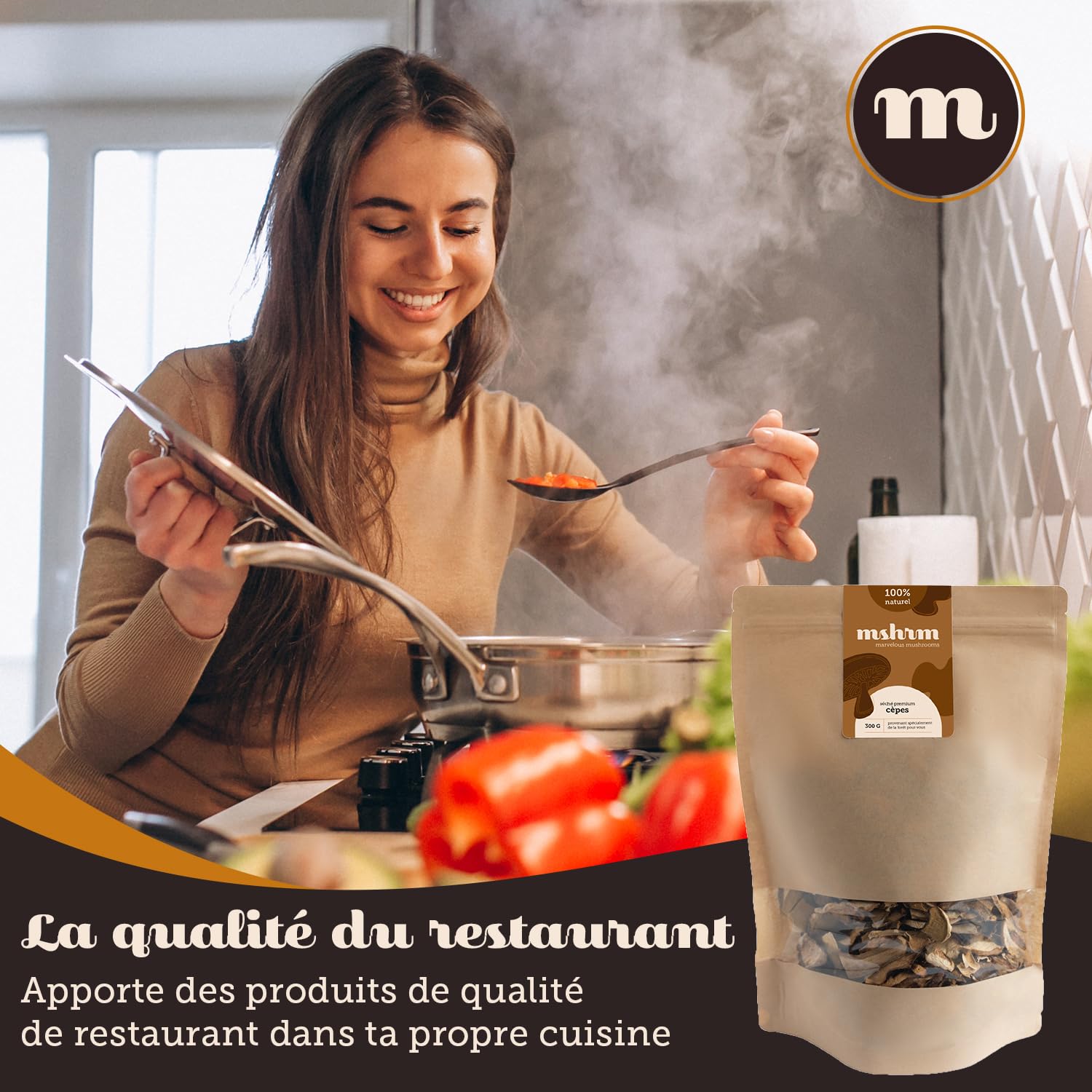 MSHRM Cèpes Séchés 300g - Classe 1 - Champignons séchés de qualité supérieure pour la consommation - Cèpes séchés issus de l'agriculture durable - Porcini Cèpes séchés
