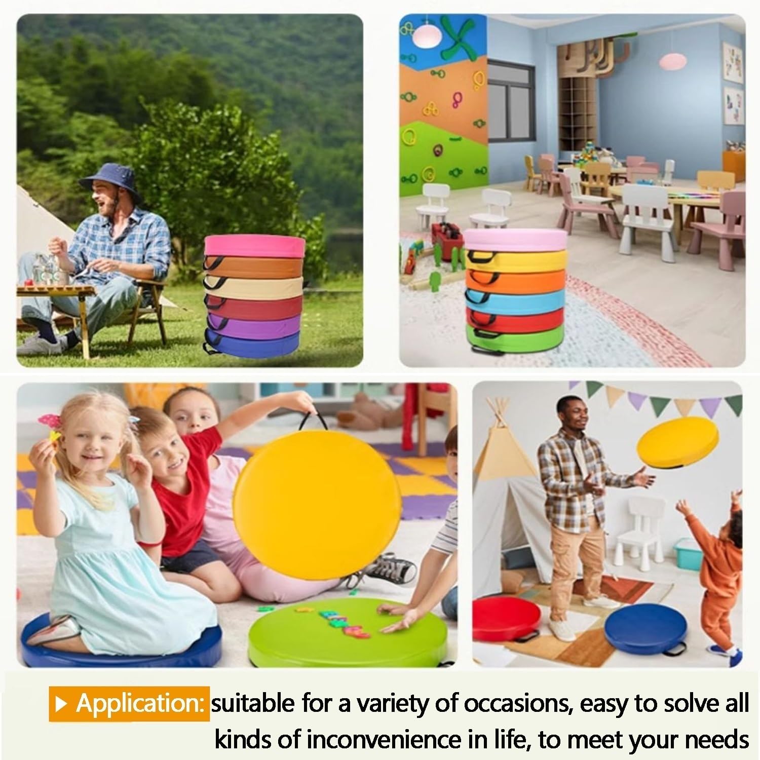 Flexible Bodenkissen für Klassenzimmer, wasserdicht, leicht zu reinigen, 35,6 x 5,6 cm, weiche Kissen für Yoga, Mtat, Kindertagesstätte, Schulstühle, 4 Stück