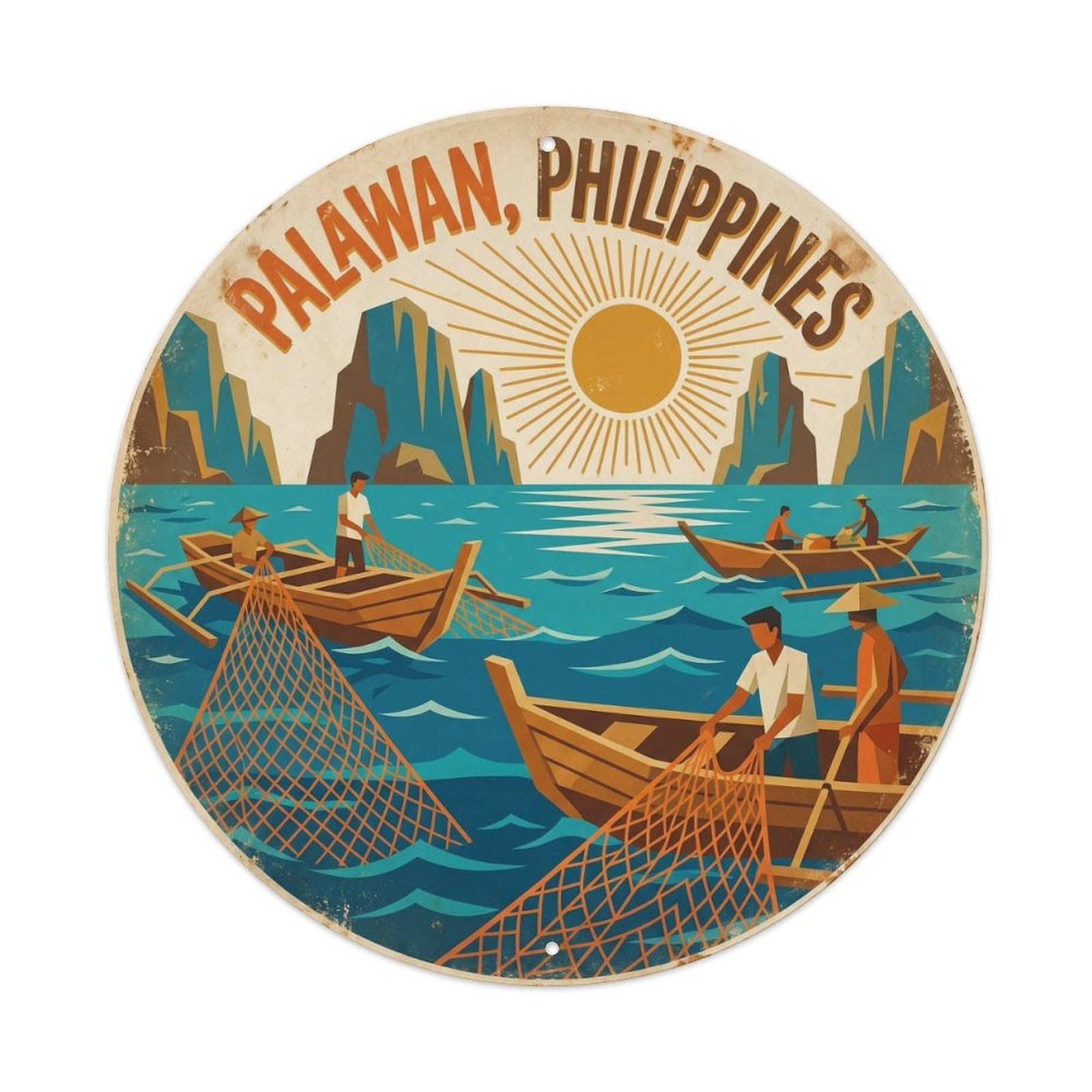 Philippines Palawan Coastal Bay Island Lagoon Metal Tin Sign
