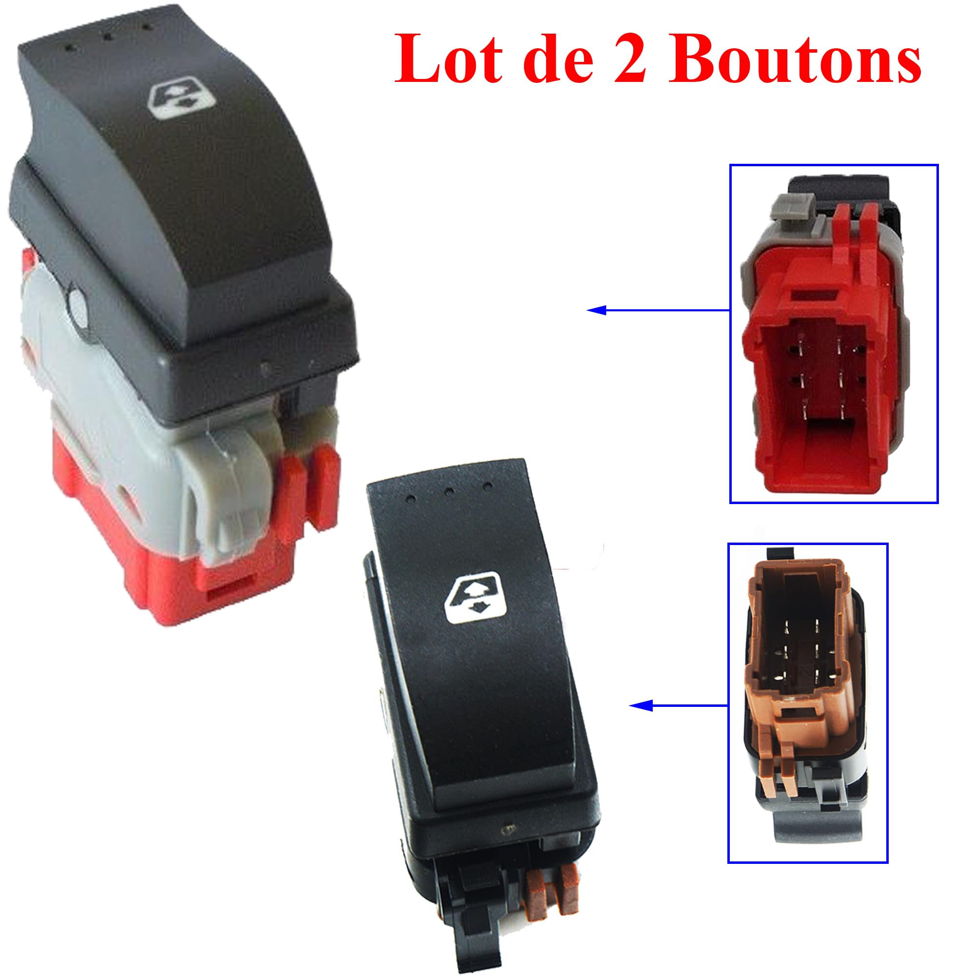 Partsline (Lot de 2) Bouton de Lève-Vitre Électrique Avant Gauche ET Avant Droit compatible avec Interstar, Movano A, Master II - 2540000QAB 8200057321 4408721