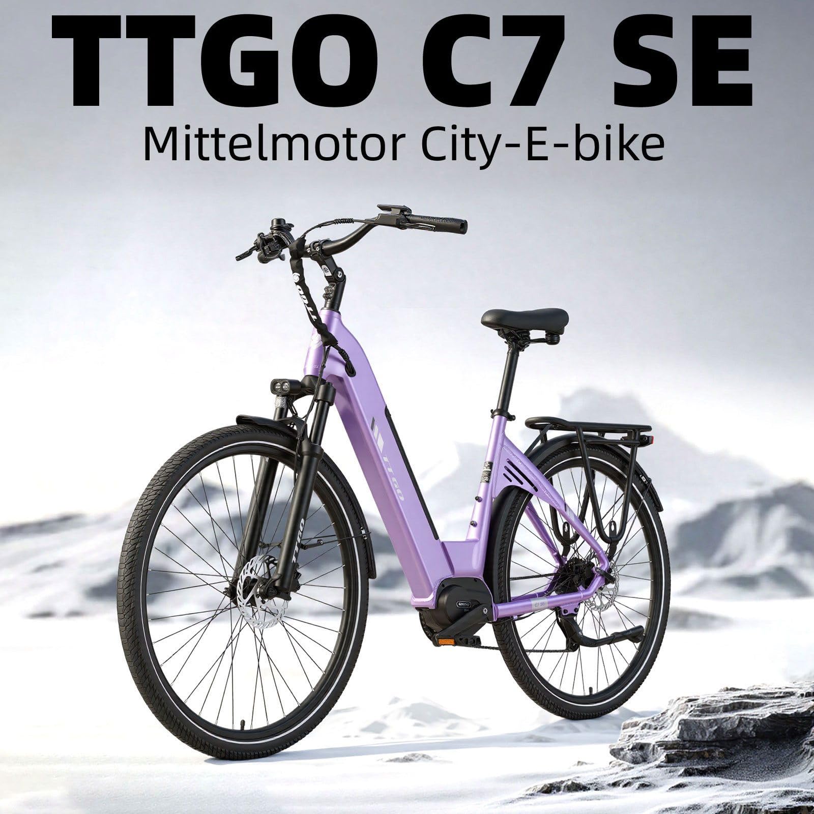 ttgo C7 SE E-Bike 28 Zoll für Damen und Herren, Elektrofahrrad mit 250W Mittelmotor, 36V 18Ah Akku, 9-Gang bis 25 km/h, 130–150 km Reichweite, Hydraulische Scheibenbremsen