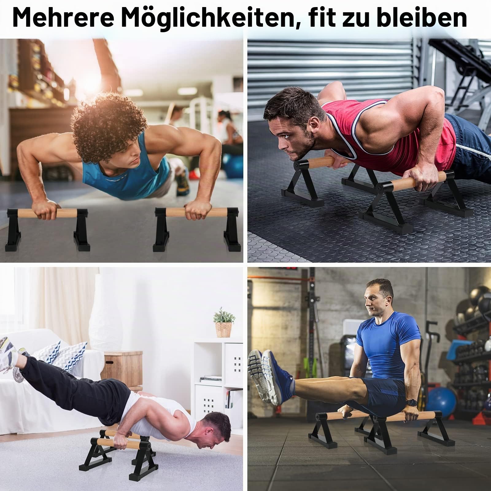 Holz Parallettes Calisthenics Equipment 50cm, Push Up Bars, Liegestützgriffe, Handstand Griffe Barren Fitnessgeräte für Zuhause, Indoor und Outdoor