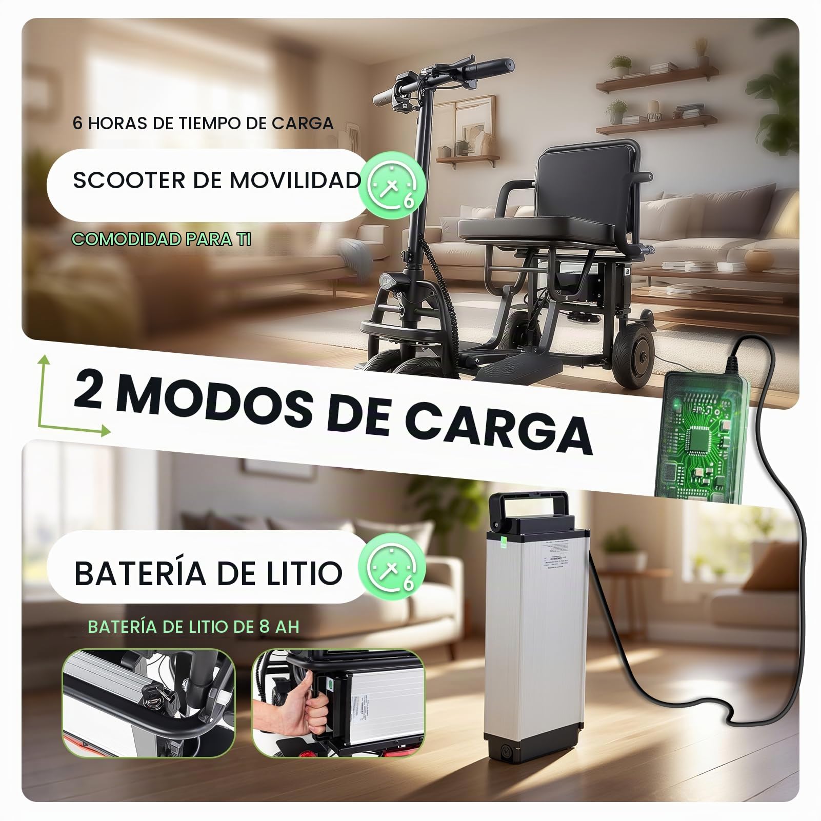 Silla de Ruedas Eléctrica,Scooter plegable ligero de 4 ruedas, 20 Km, Silla de Ruedas Eléctrica Plegable Ligera, silla de ruedas eléctrica plegable, ligera hasta 130 kg