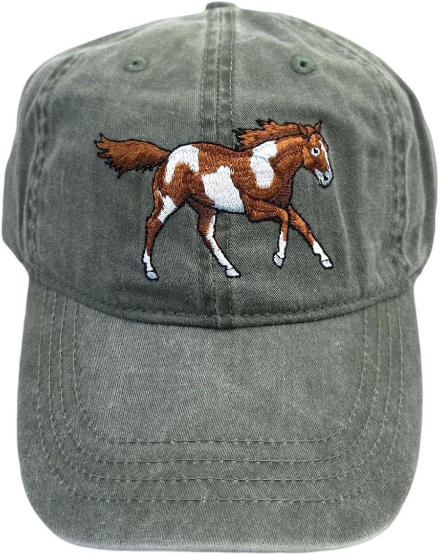 ECO Wear Embroidered Wildlife Wild Mustang Horse Baseball Cap Khaki