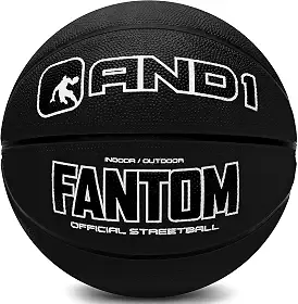 AND1 Fantom Rubber Basketball: Regulamento oficial tamanho 7 (75 cm) Basquete de borracha - Construção de canal profundo, feito para jogos de basquete internos e externos
