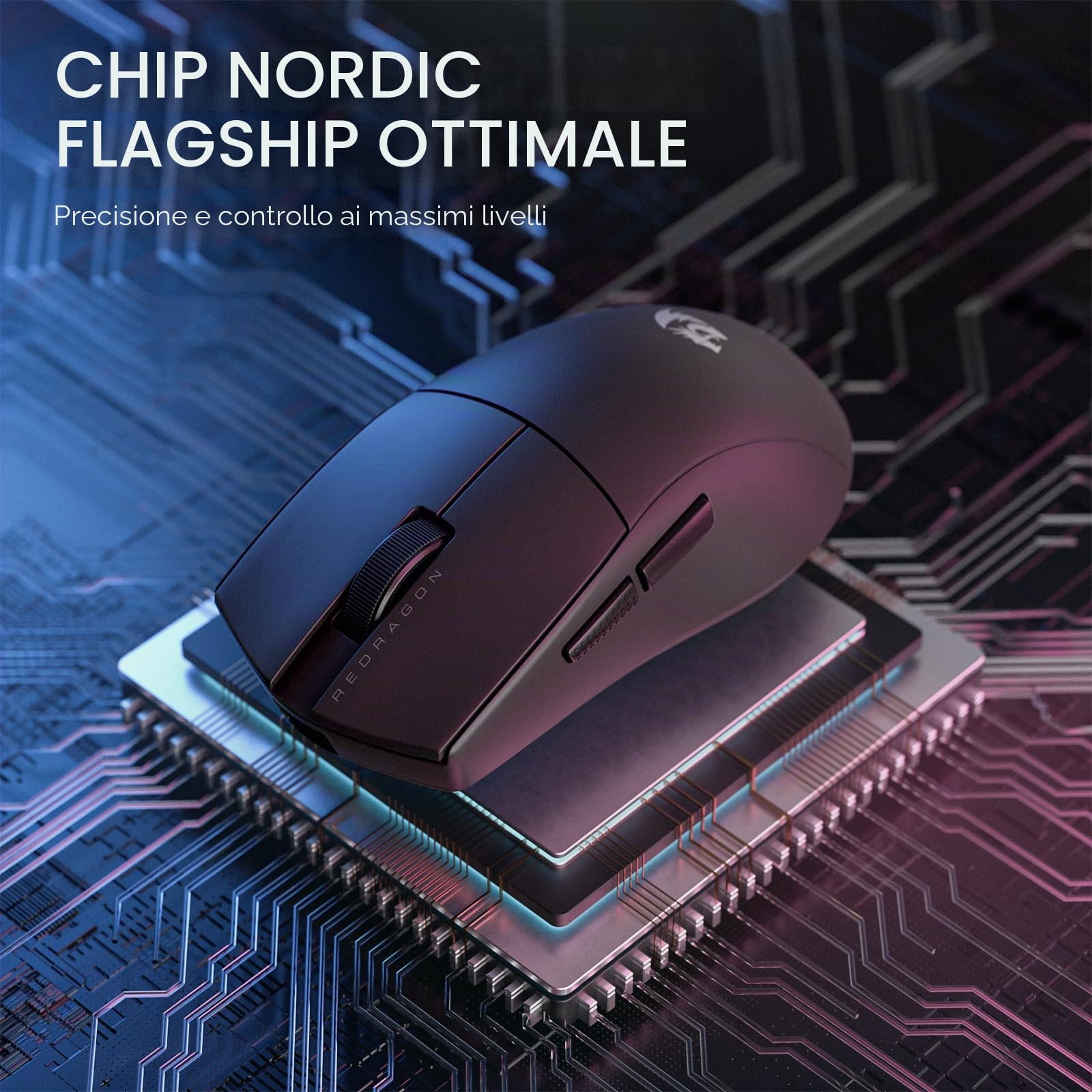 Redragon M916 PRO Mouse Gaming 3 Modalità Ultra Leggero | 49g 26000 DPI polling 4K ergonomico tutti tasti macro completamente riprogrammabili