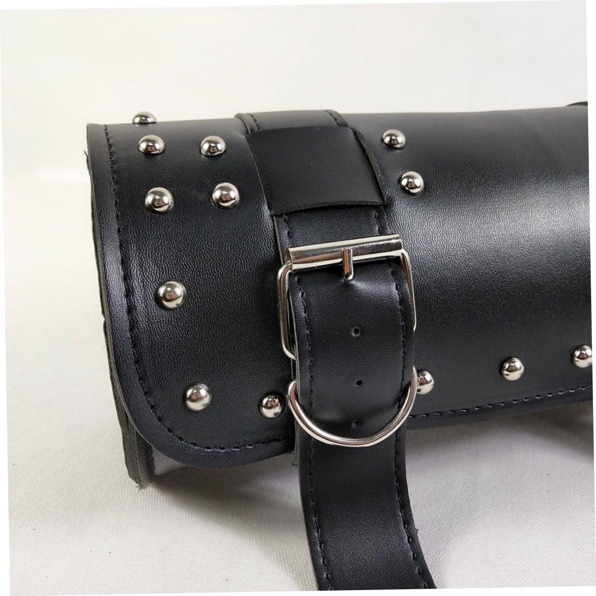 GRIRIW Motorcycle Handlebar Bag PU Leather Cruiser Pack for Tools and Essentials Durable Car Head Storage Bag for Various Motorcycles Black