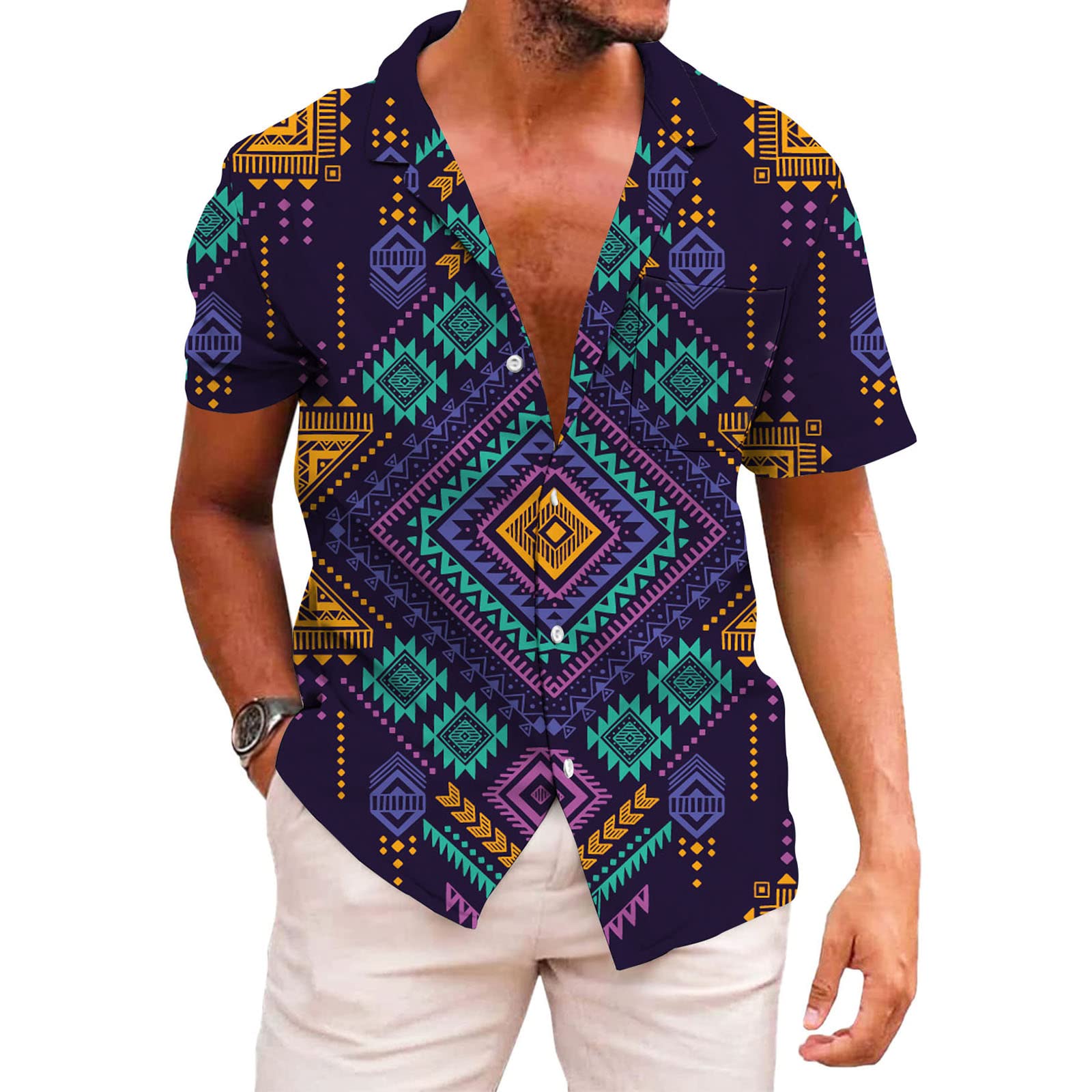 Chemise africaine homme dashiki en coton léger pour vos soirées d'été et festivals