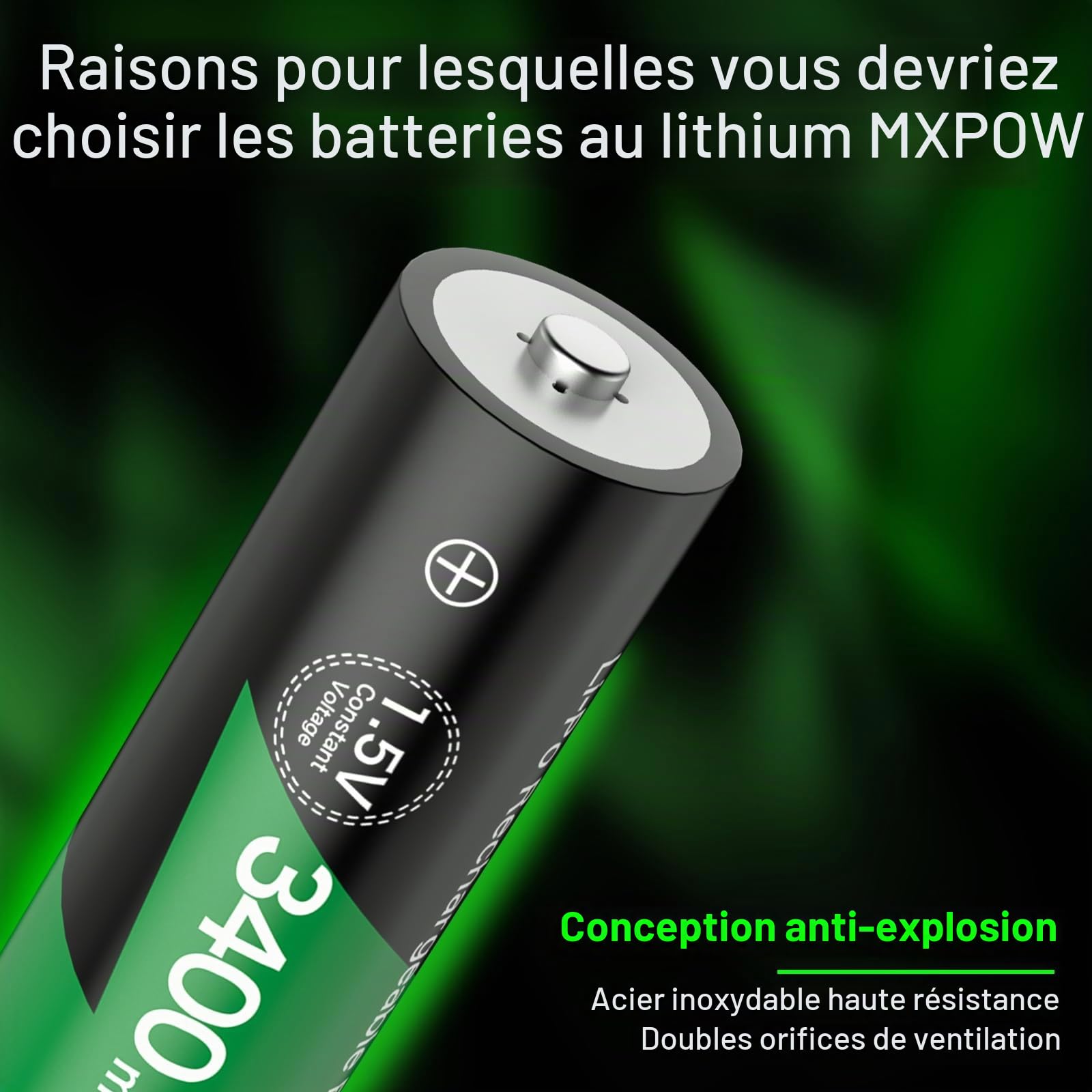 Pack of 8 AA Lithium Rechargeable Batteries 1.5V 3400mWh LCD Charger