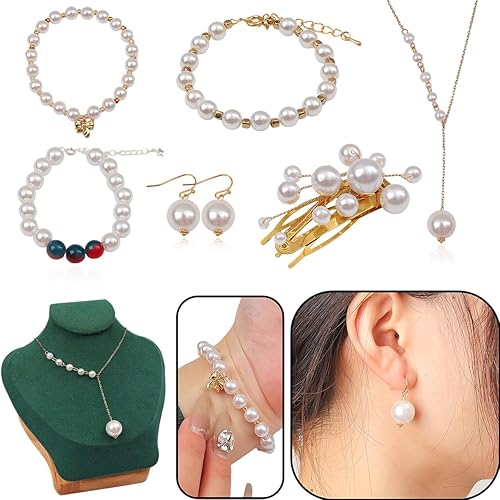 Miniatura 3 de DADIFEN 800 cuentas de perlas artificiales blancas de 3456810120.551 in para hacer joyas, perlas sueltas con agujeros para decoración, pulseras,