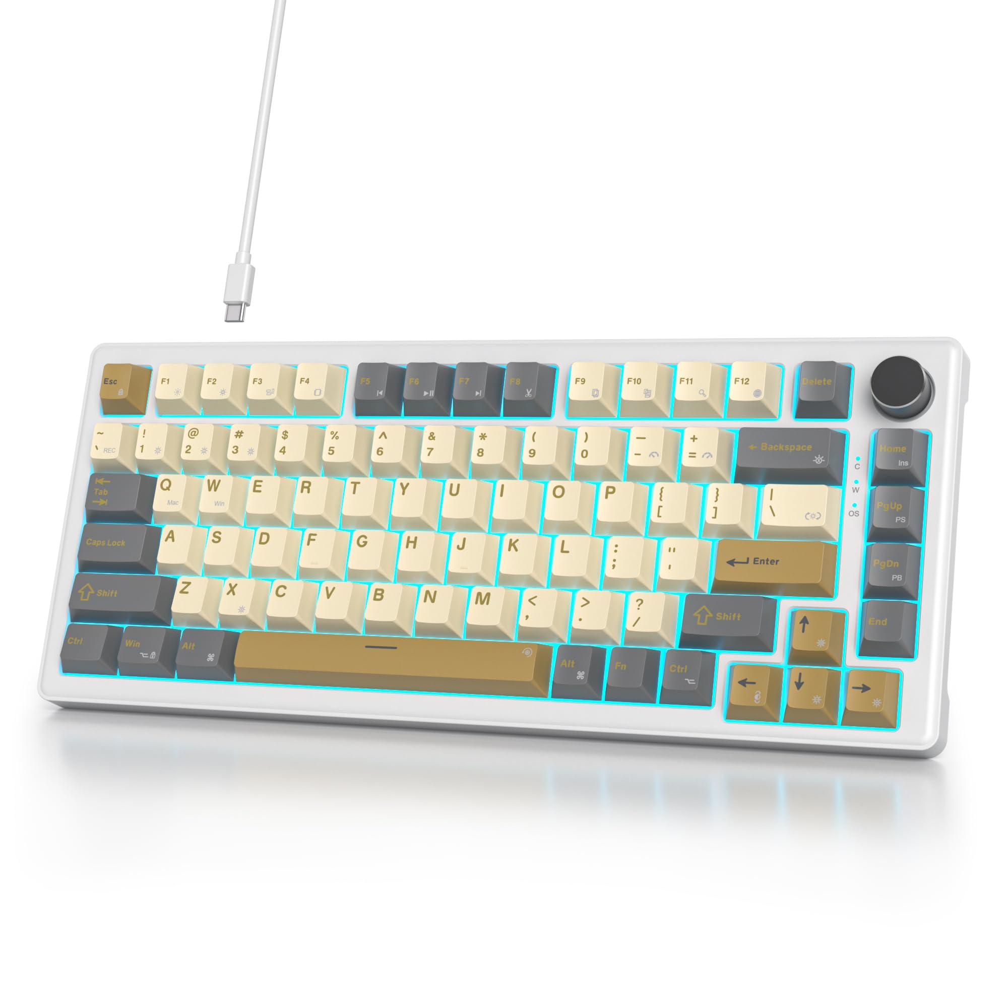 Tastiera Meccanica 75% TKL, Layout Americano QWERTY,Gasket Tastiera Gaming 75% con Filo, RGB Retroilluminata,Hot-swap,Interruttore Lineare