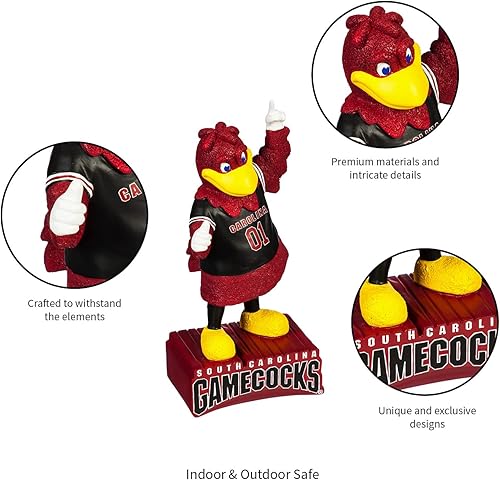 Miniatura 5 de Team Sports America Estatua de mascota colorida divertida de la NCAA de la Universidad de Carolina del Sur, 12 pulgadas de alto