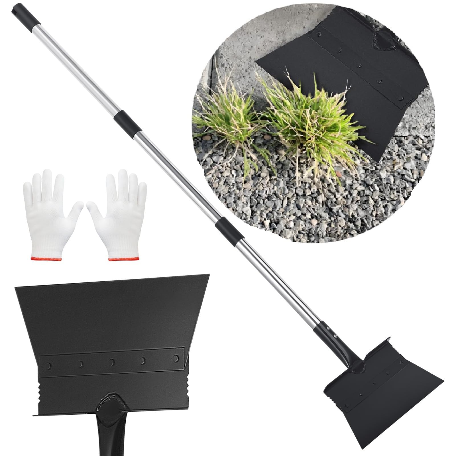 Pala de Jardín Multifunciona con Mango, 27 cm Pala de Limpieza de Jardín, Cortar Bordes de Césped, Herramienta de Jardinería para Quitar Malas Hierbas, Nieve