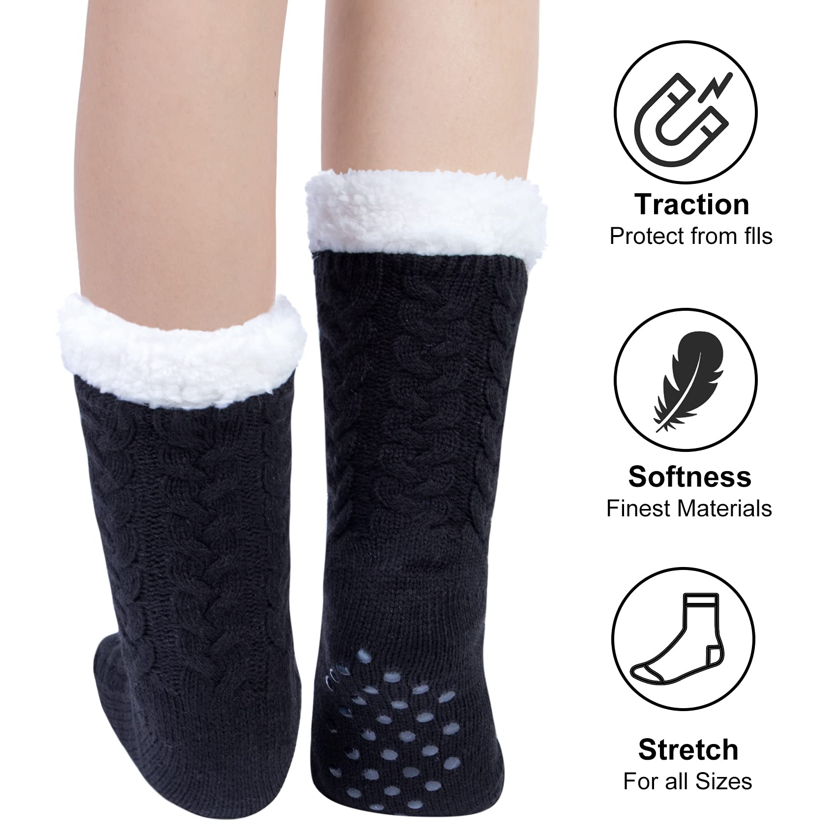 2 paia Calze da Donna Antiscivolo Termiche Calzini Donna Scalzini Antiscivolo Donna Invernali Calze Natale Capodanno Regalo