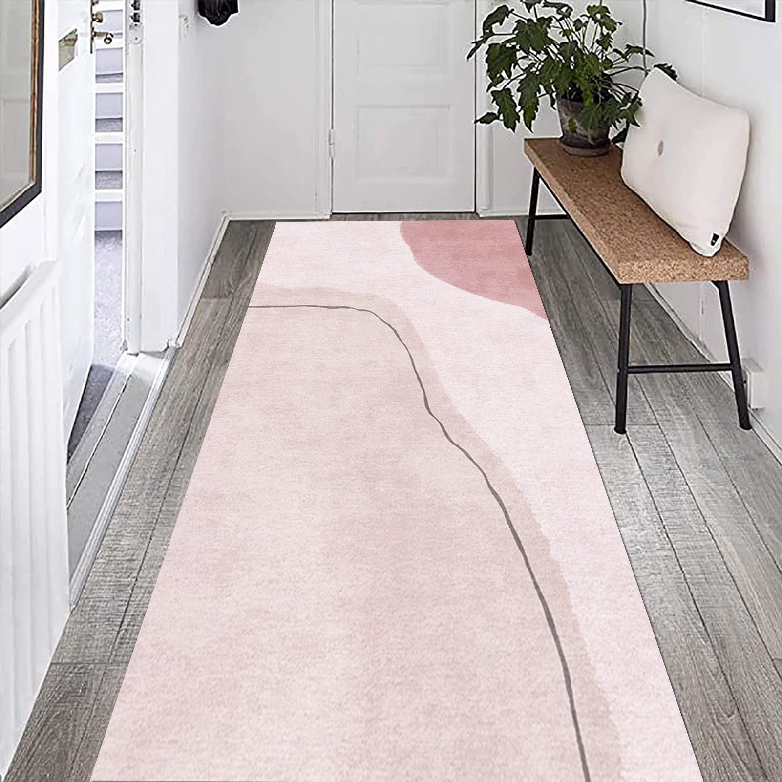 Teppich Läufer Flur Rutschfest Rosa Läufer für Flur, moderner Teppichläufer für Treppen, Küche, Schlafzimmer, Balkon, 1 m/150 cm/2 m/250 cm/3 m/350 cm/4 m/450 cm/5 m/550 cm/6 m lange Teppiche ( Size