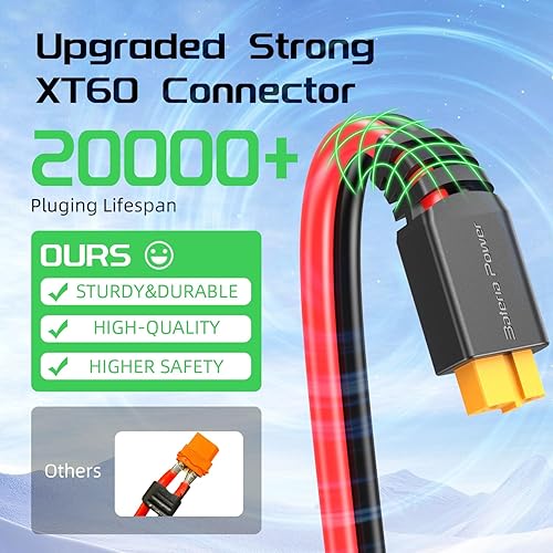 Miniatura 2 de Cable de extensión de carga solar a XT60 de 10 AWG de 25 pies, conector solar a XT60, cable adaptador para panel solar a batería LiFePO4, generador