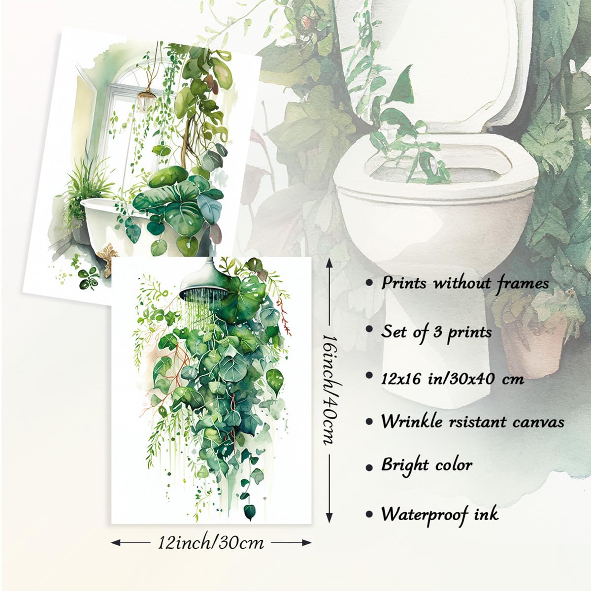 Set Di 3 Poster Boho Verde Salvia, Stampe Botaniche E Geometriche, 30x40 Cm, Quadri Minimalisti Per Camera E Soggiorno