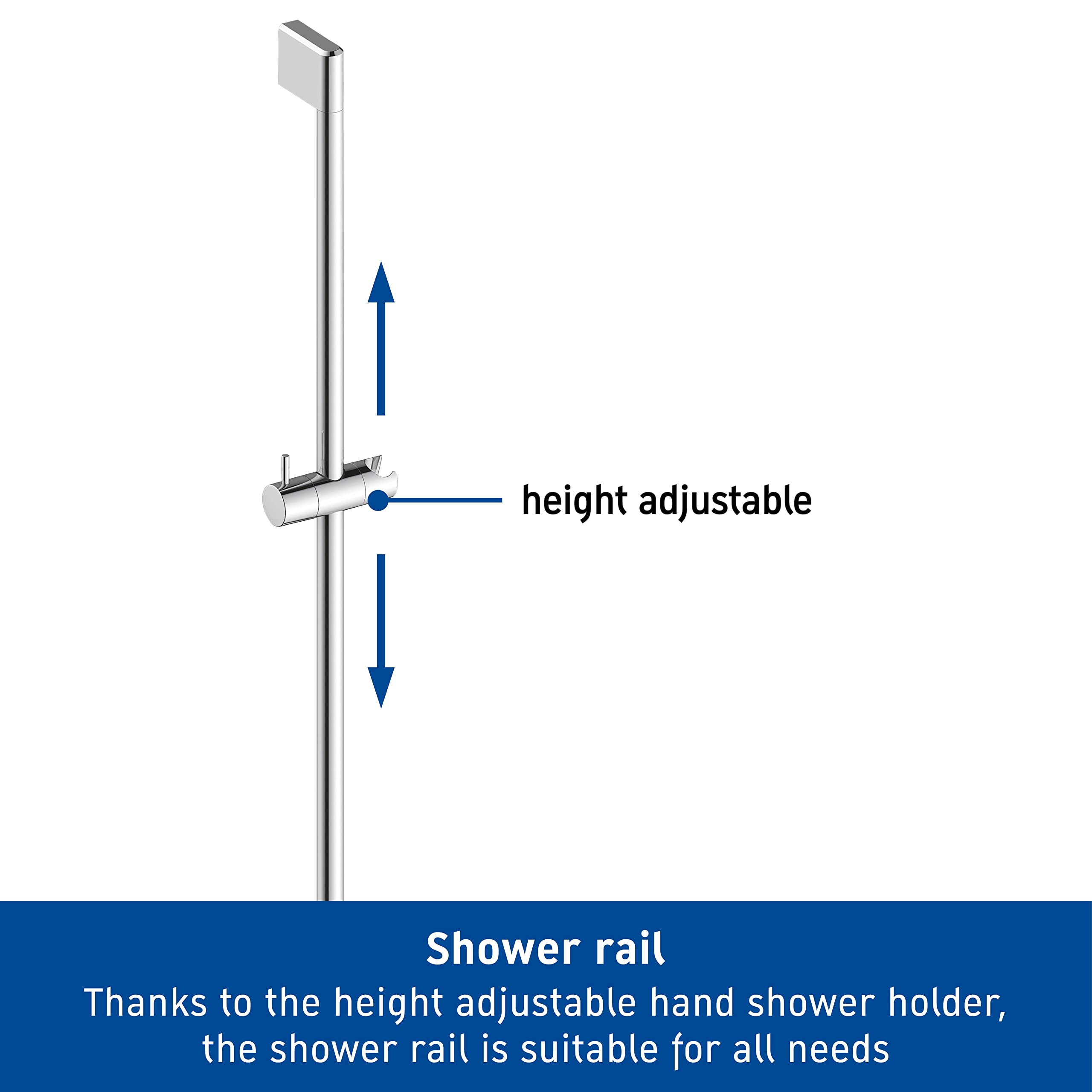 Duravit Universal barra de ducha, con soporte de teleducha regulable en altura, barra ducha variable (900 mm), cromo