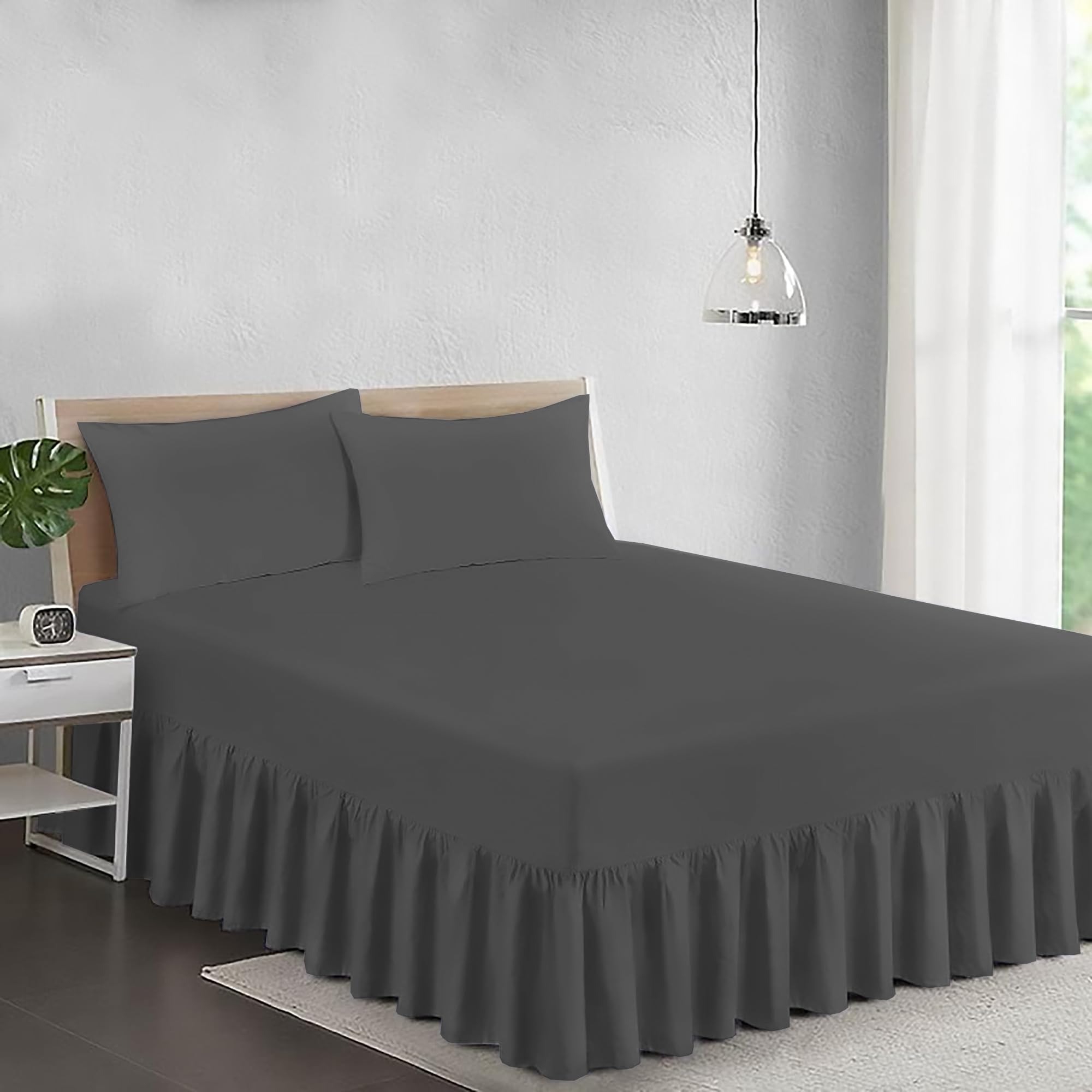 Ray Bedding Valance Double Fitted Sheet 100% Egyptian Cotton 400 Thread Count Frill Bed Sheets Double Super Soft Breathable & Luxury Deep Fitted Base Valance Sheets โ image 1