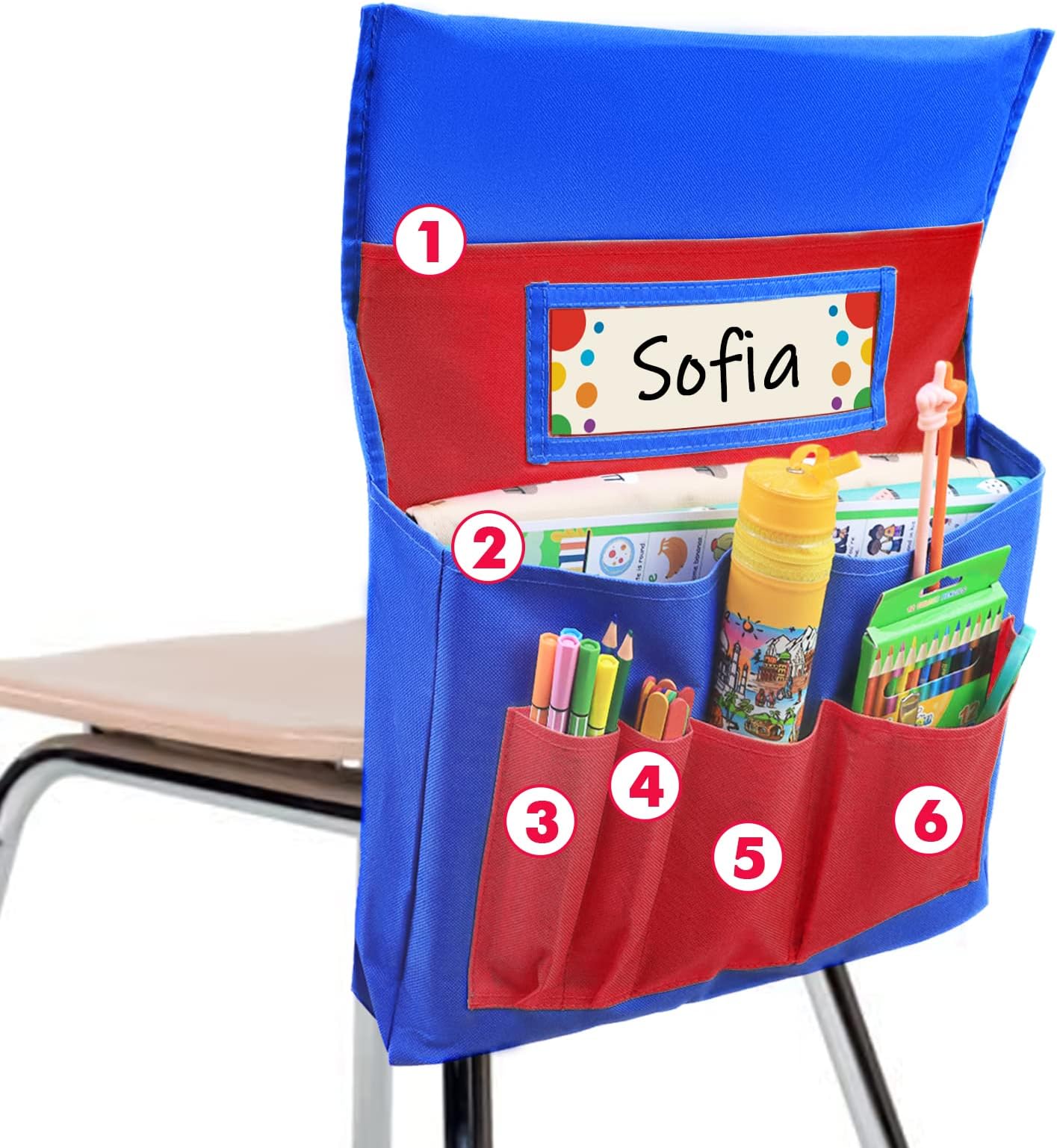 AUVCAS Chair Back Pocket School Seat Chair Storage Pocket
