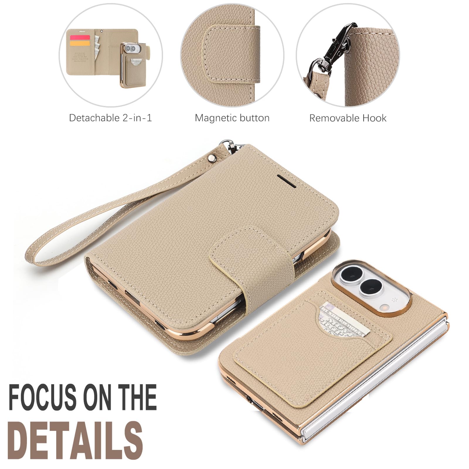 Coque Rabattable pour IPhone Duo Portefeuille Magnétique RFID Support