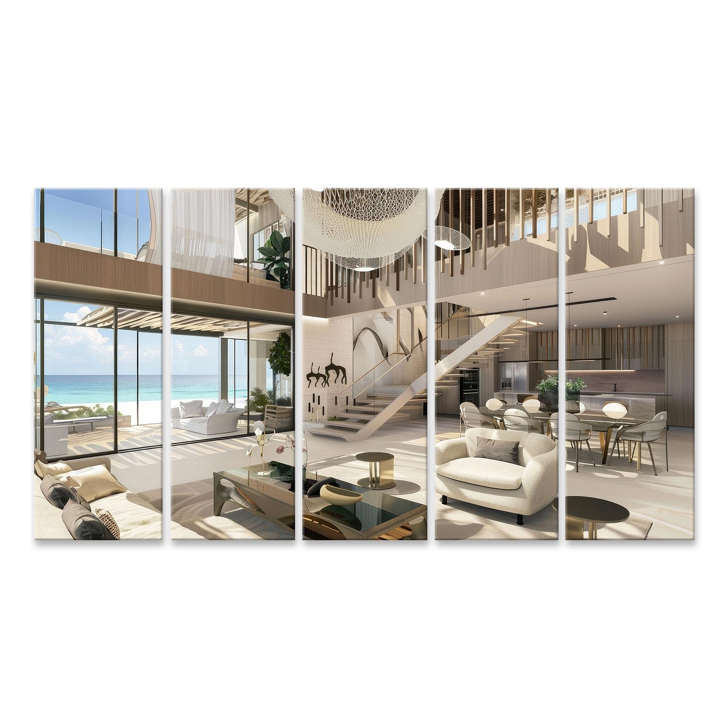 islandburner Cuadro sobre lienzo moderno casa de playa interior con vista al mar para sala de estar amantes de la playa tienda de muebles cuadros cuadros murales póster
